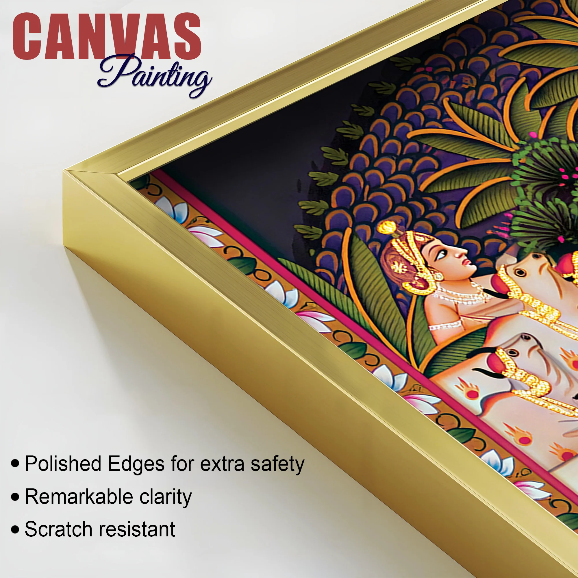 Divine Lord Krishna Pichwai Canvas Wall Painting - Image 6