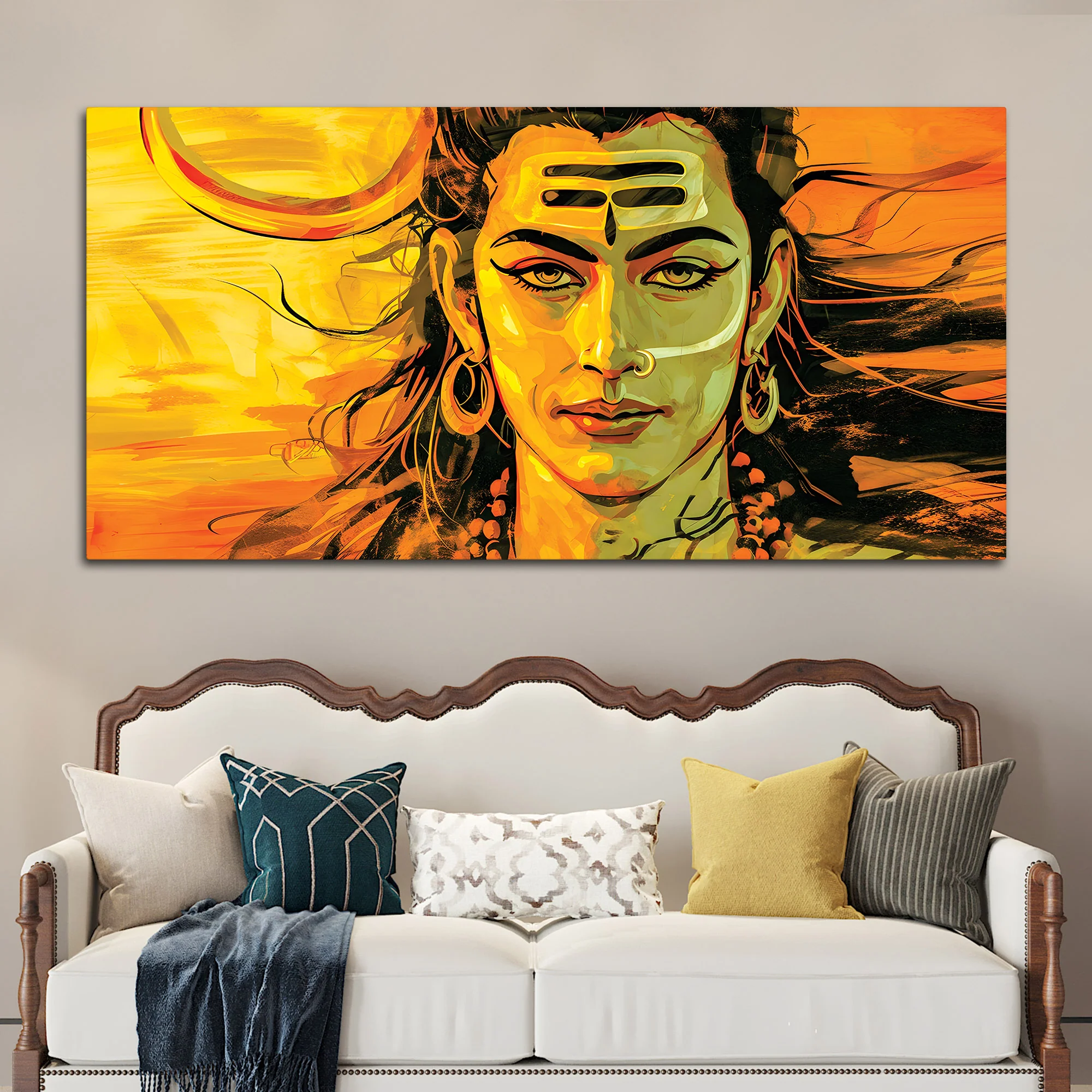 Divine Lord Shiva Painting on Canvas for Spiritual Home Decor - Image 3