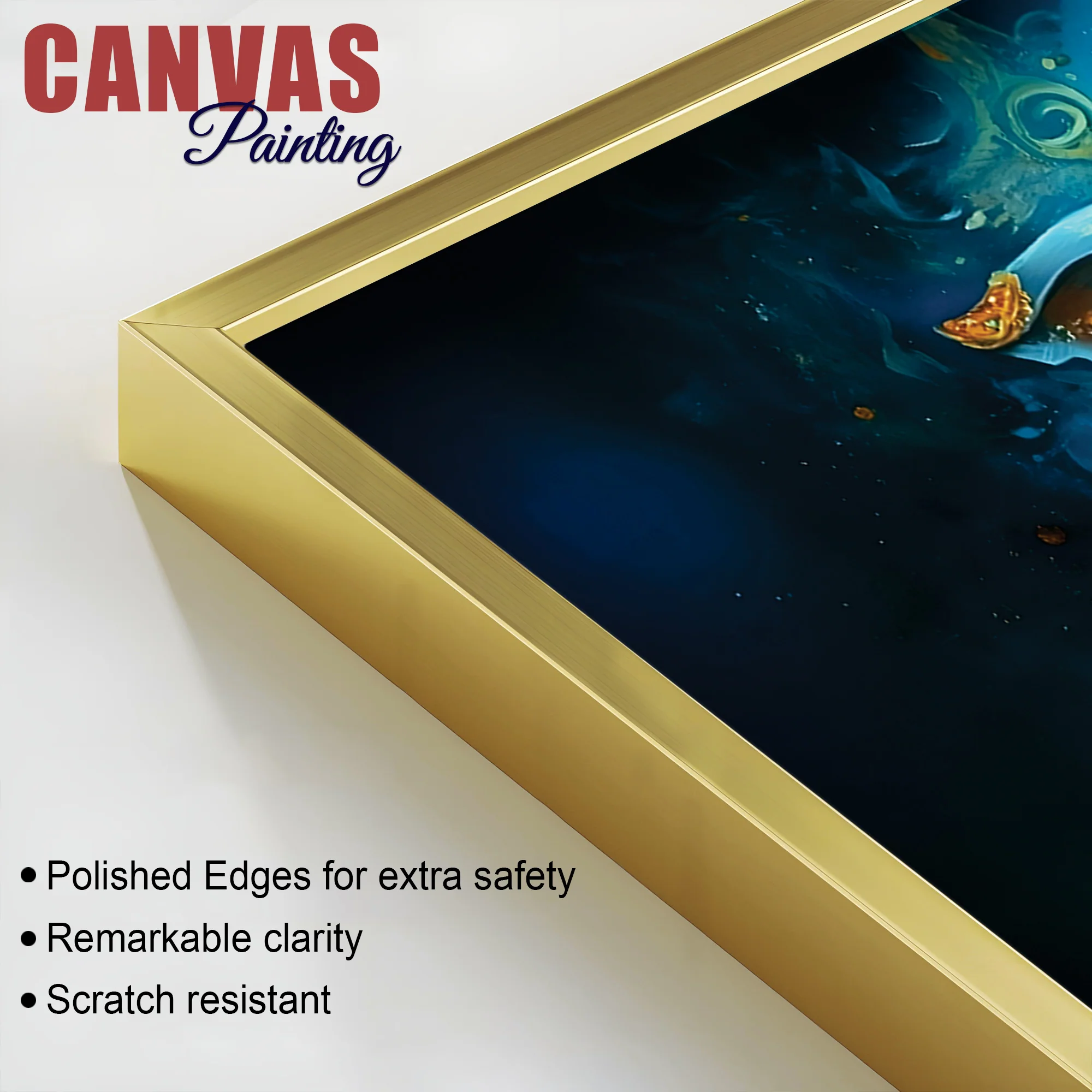 Divine Lord Shri Ganesh Blue & Gold Elegant Canvas Wall Painting for Home & Office – Contemporary Spiritual Wall Art - Image 6