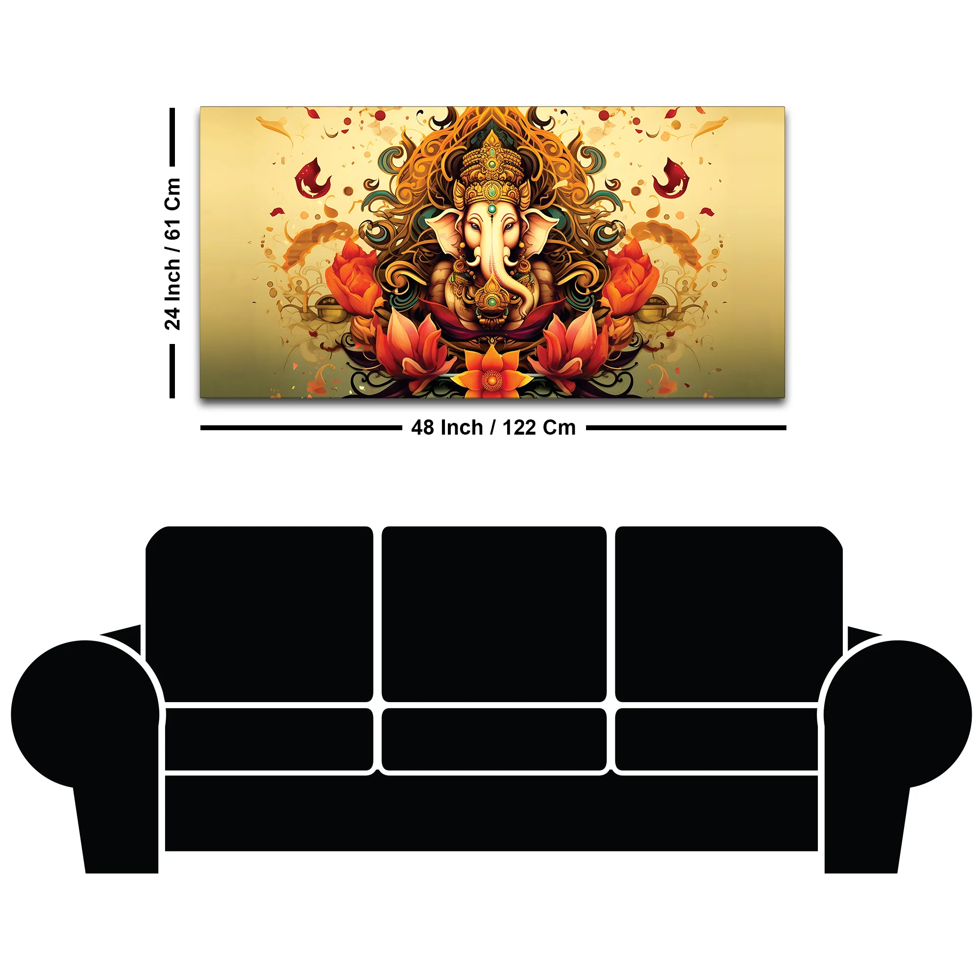 Divine Lord Shri Ganesha in Spiritual Lotus Flowers Artistic Canvas Wall Painting for Home & Office Decor – Modern Devotional Wall Art - Image 8