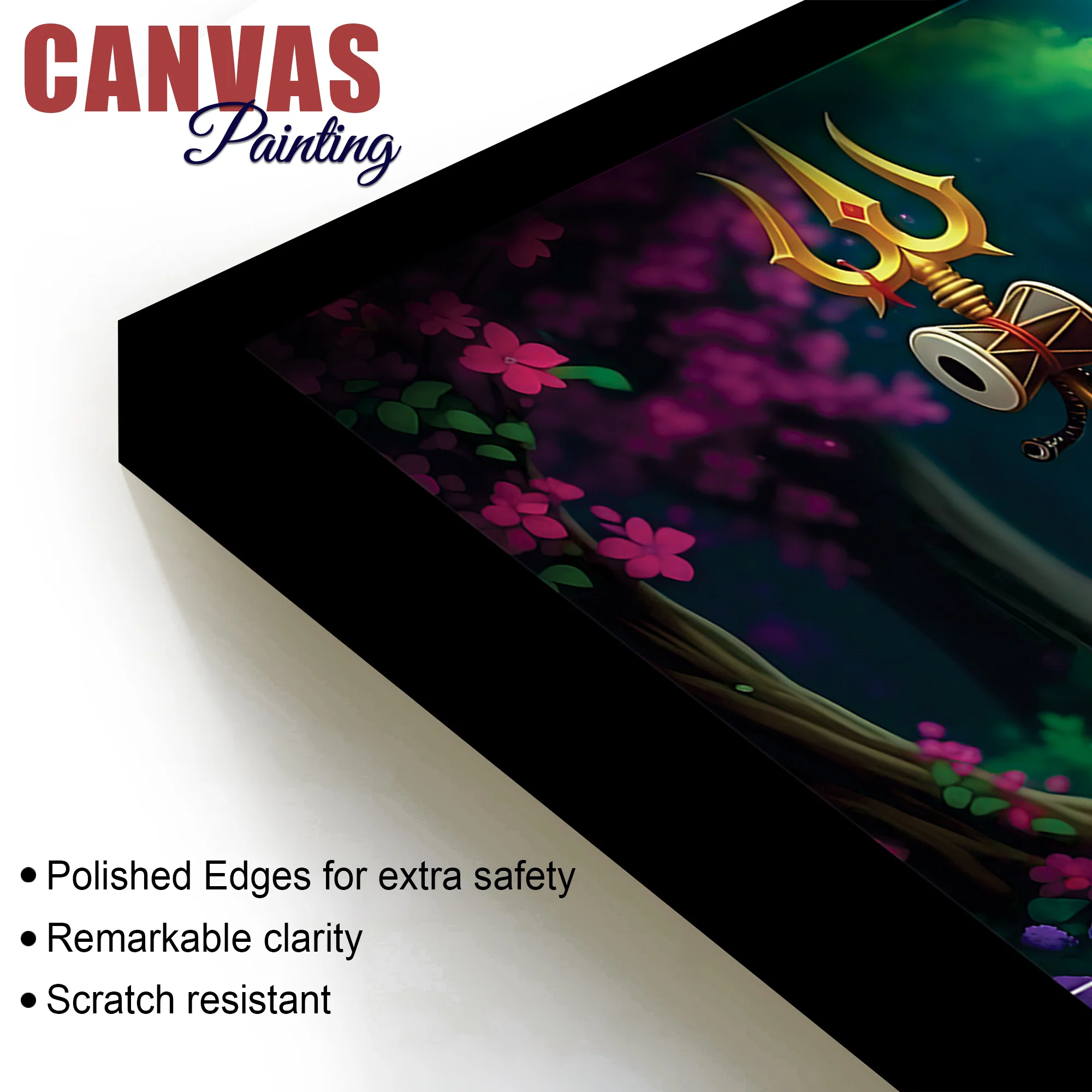 Divine Lord Shri Ganeshji Worshiping Lord Mahadev Shiva Lingam Luxury Canvas Wall Painting for Home & Temple Wall Decor – Modern Religious Wall Art - Image 6