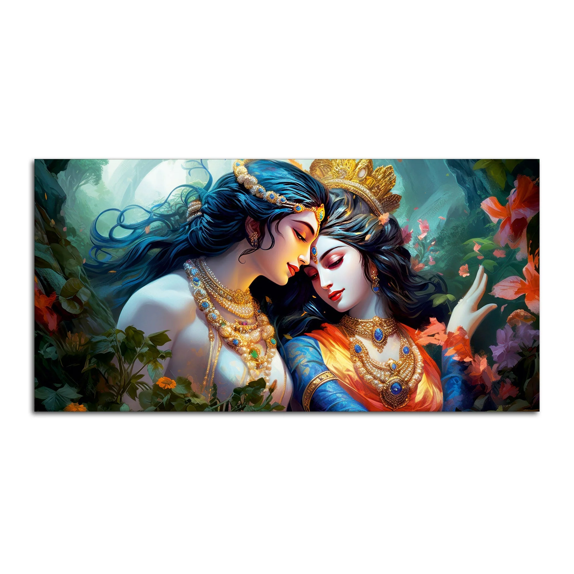 Divine Luster Painting of Radha Krishna Canvas Wall Painting - Image 4