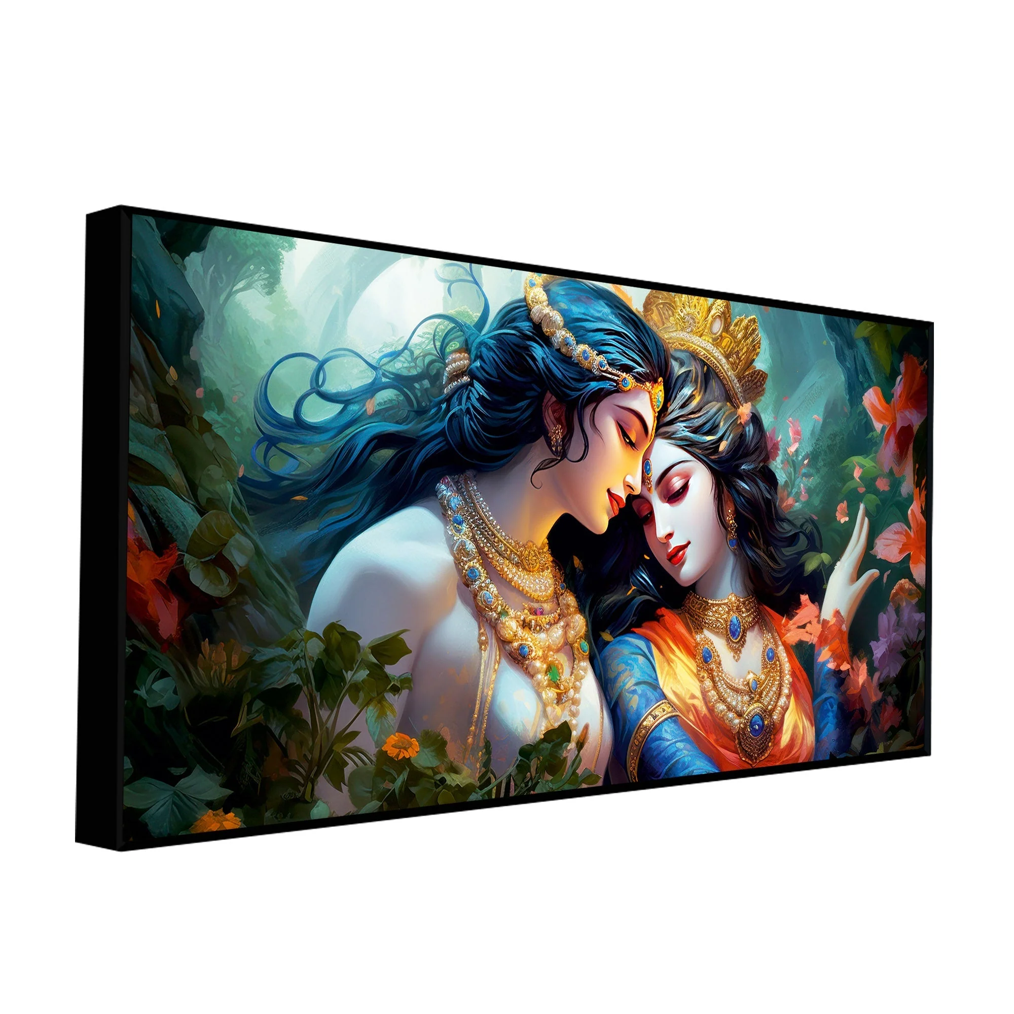 Divine Luster Painting of Radha Krishna Canvas Wall Painting - Image 5