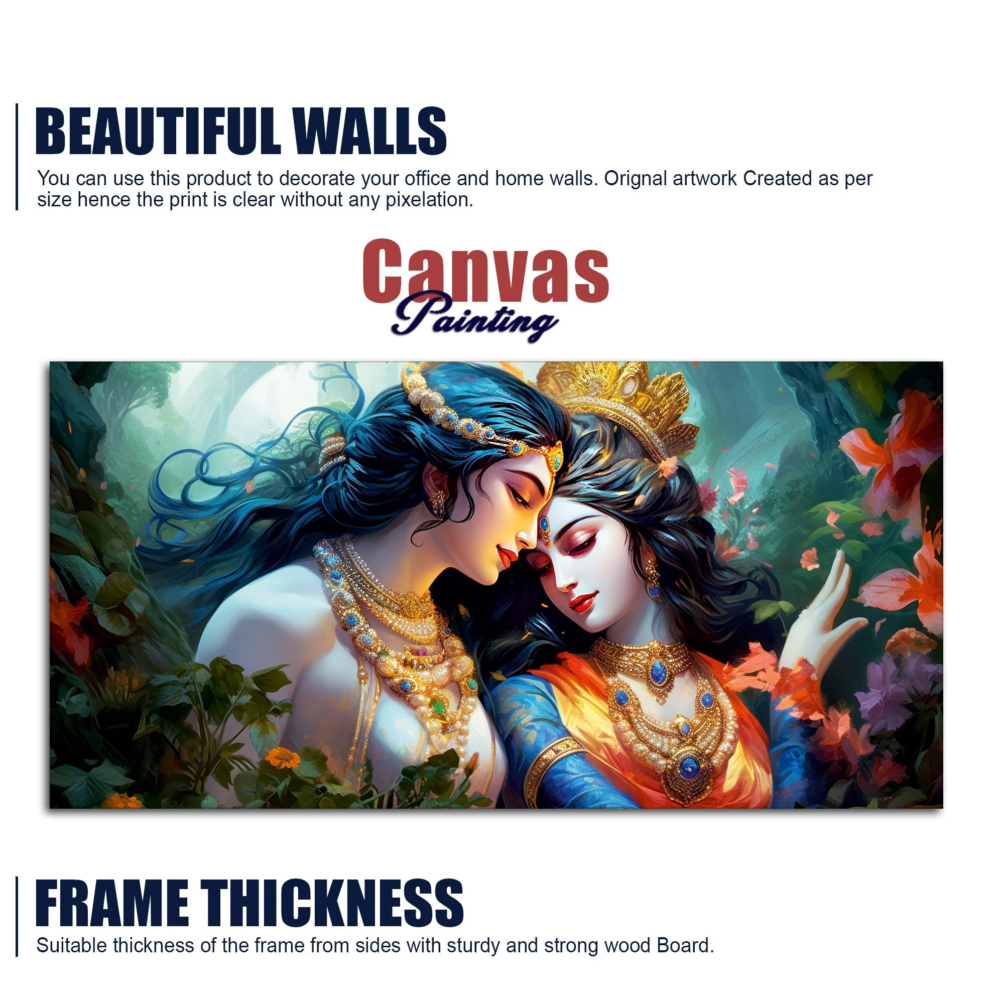 Divine Luster Painting of Radha Krishna Canvas Wall Painting - Image 6