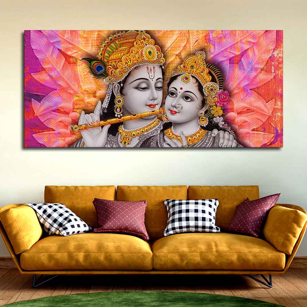 Divine Radha Krishna Big Canvas Wall Painting - Image 3