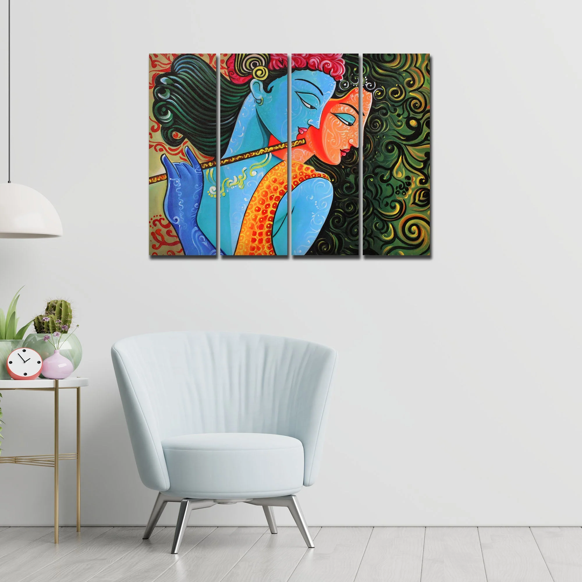 Divine Radha Krishna Canvas Wall Painting Set of 4 Pieces - Image 3