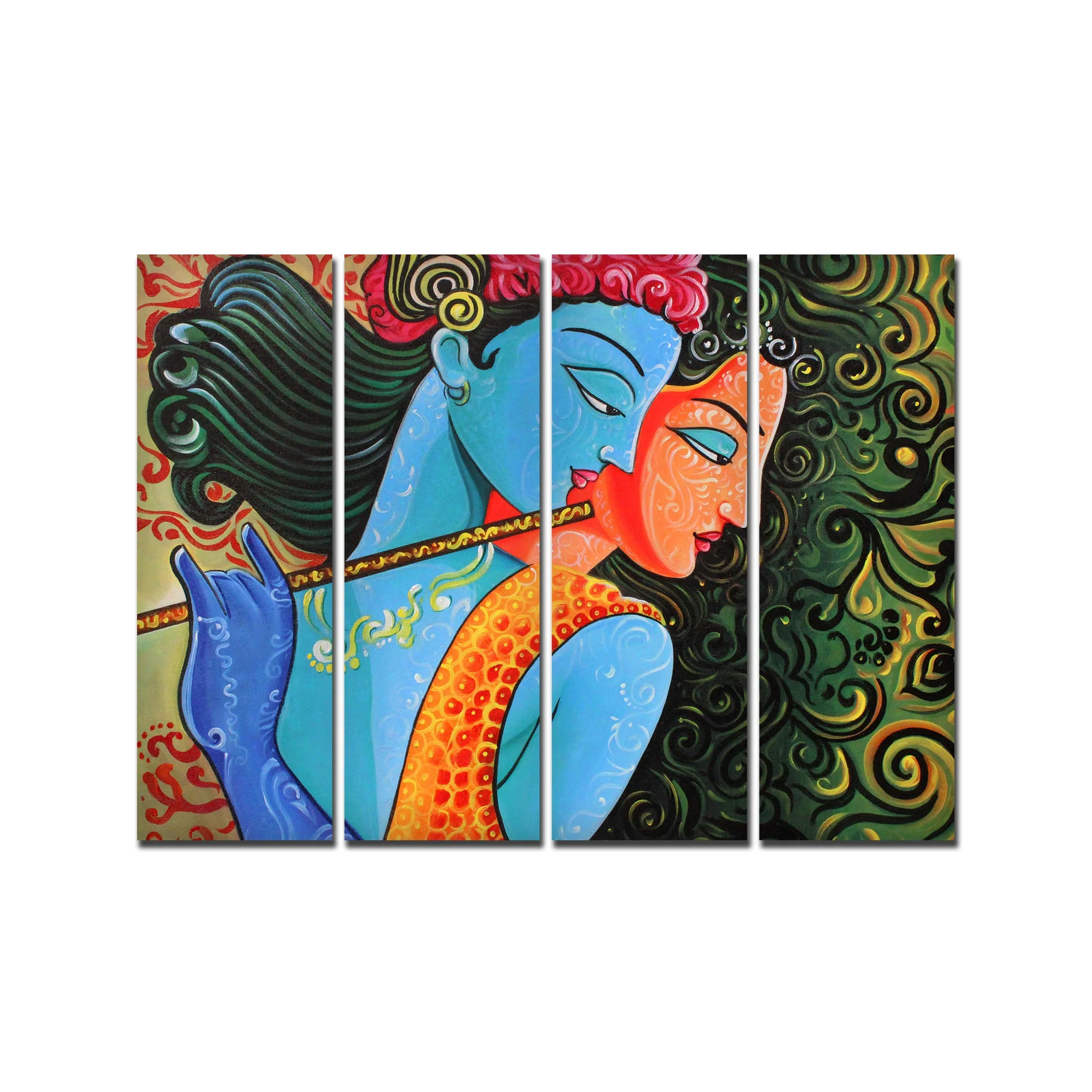 Divine Radha Krishna Canvas Wall Painting Set of 4 Pieces - Image 4