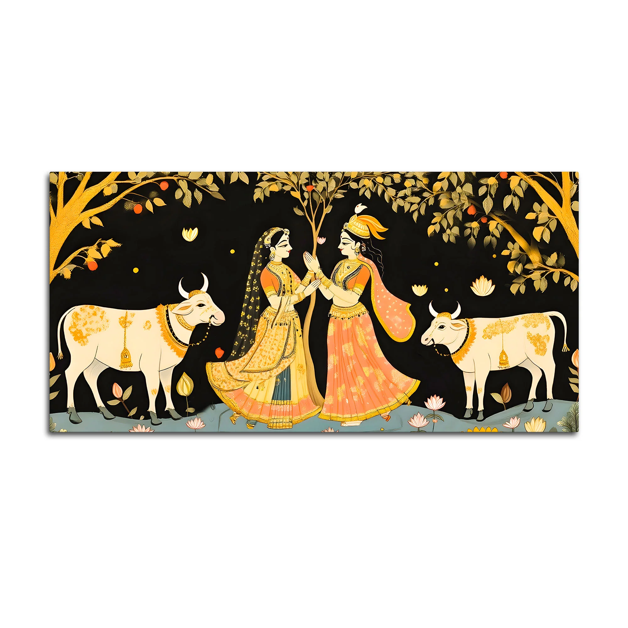 Divine Radha Krishna Pichwai Style Canvas Painting | Spiritual Indian Home Decor - Image 4