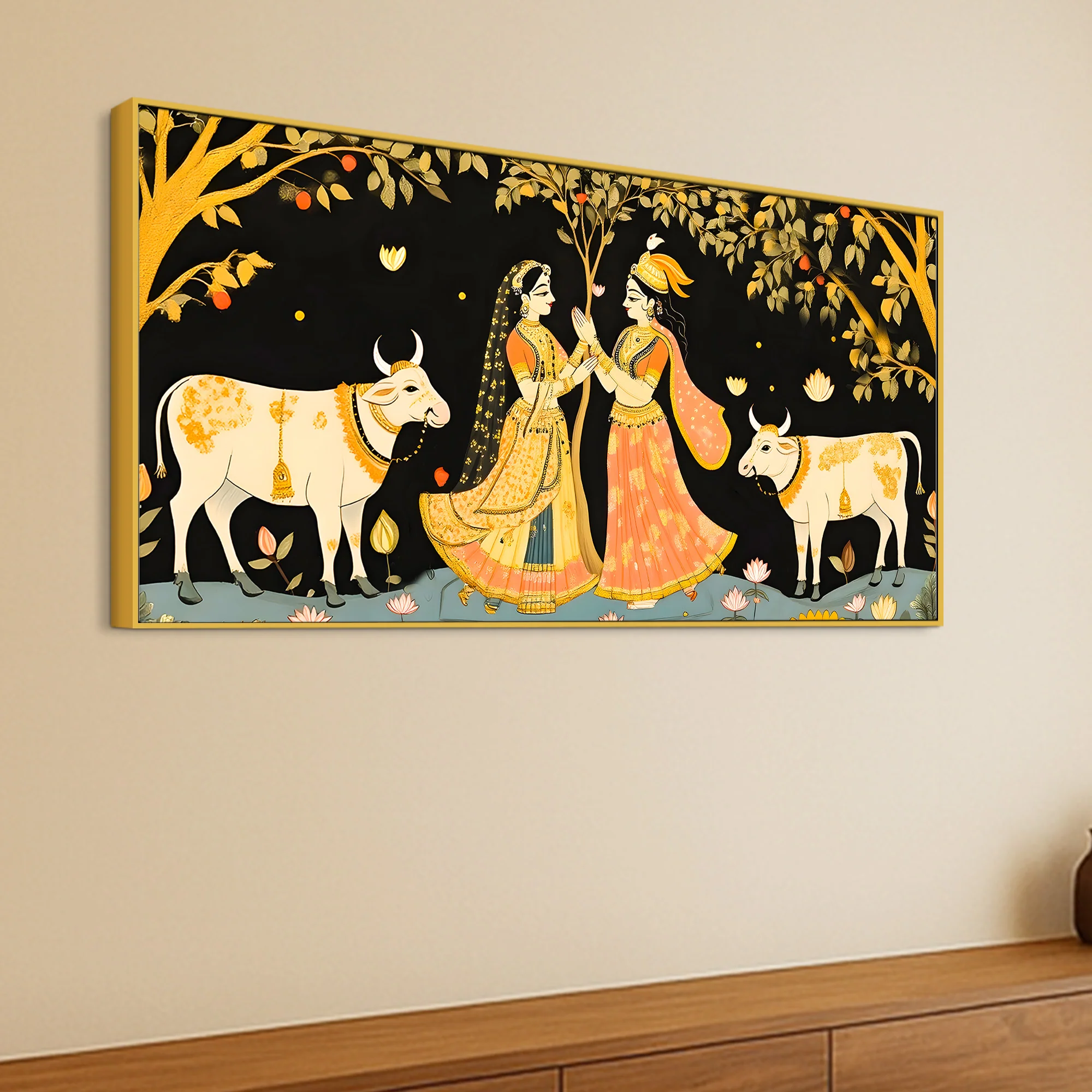 Divine Radha Krishna Pichwai Style Canvas Painting | Spiritual Indian Home Decor - Image 5