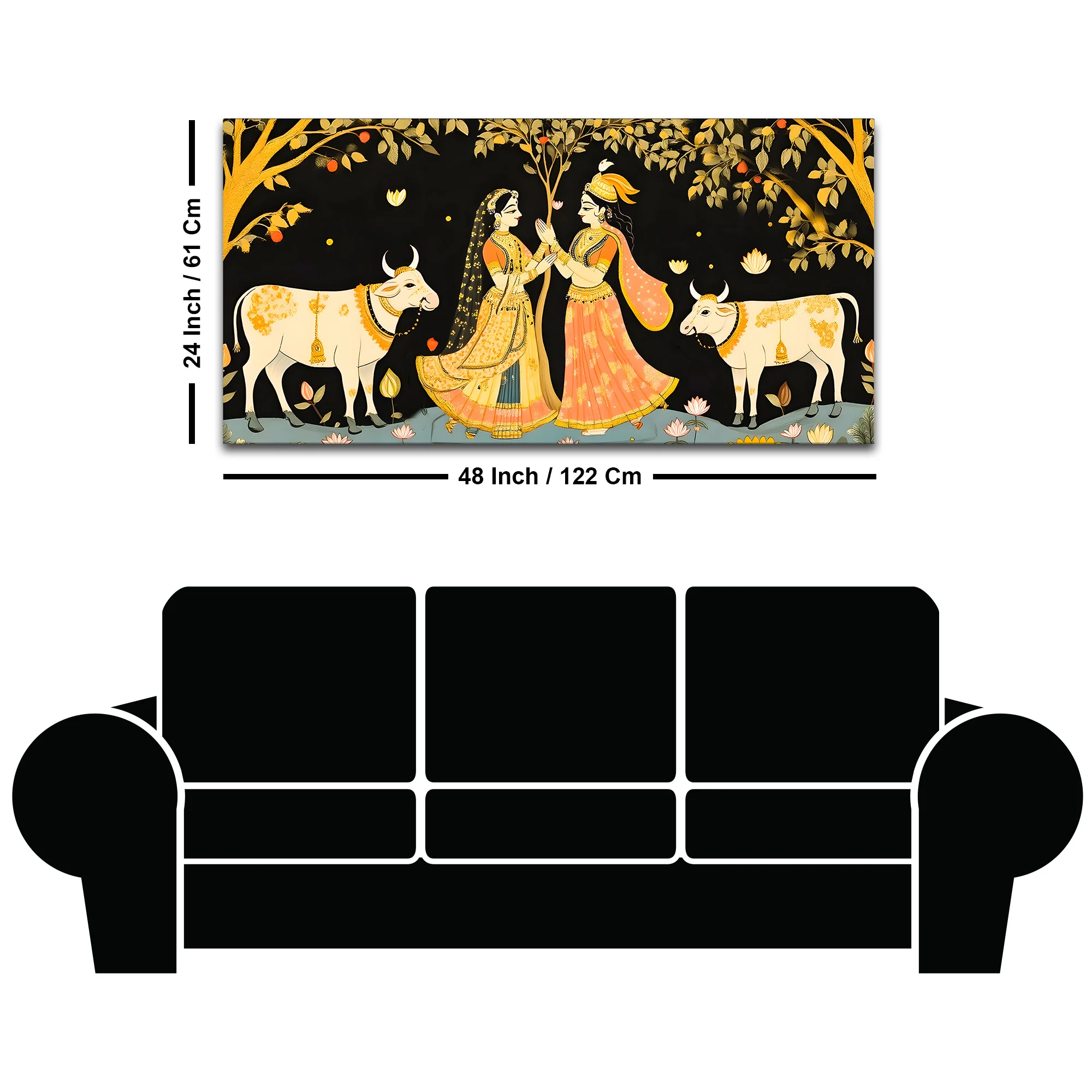 Divine Radha Krishna Pichwai Style Canvas Painting | Spiritual Indian Home Decor - Image 8
