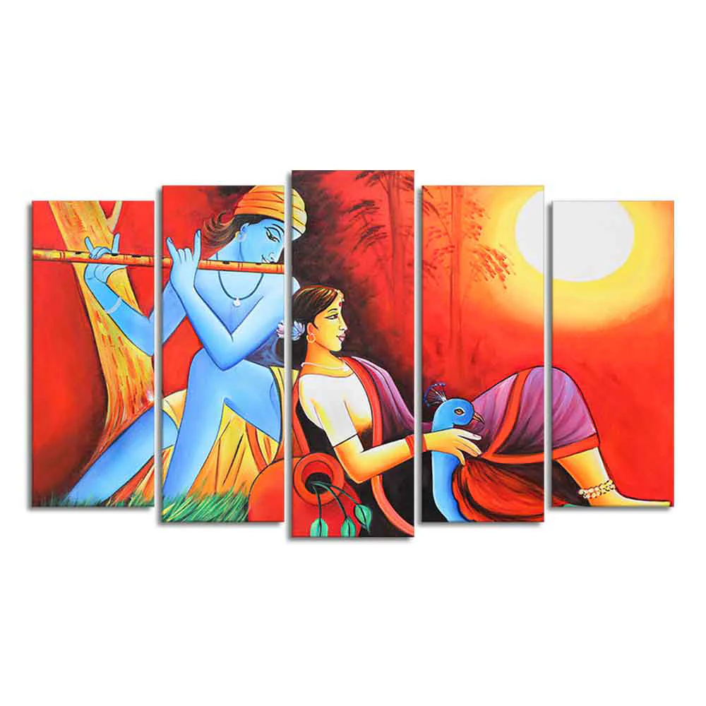 Divine Radha Krishna Premium Wall Painting Set of Five - Image 4