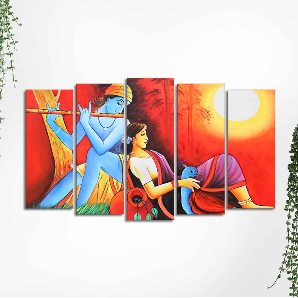 Divine Radha Krishna Premium Wall Painting Set of Five - Image 5
