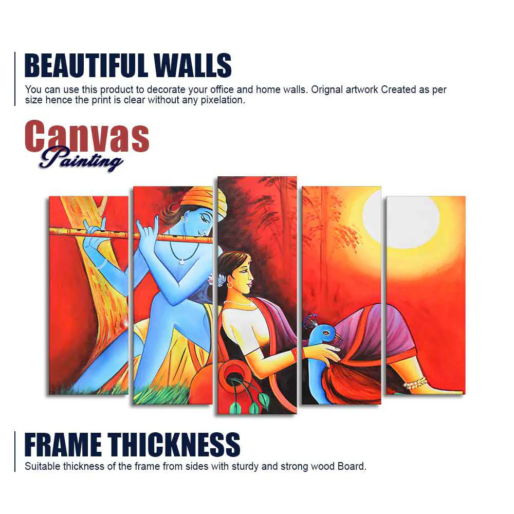 Divine Radha Krishna Premium Wall Painting Set of Five - Image 6