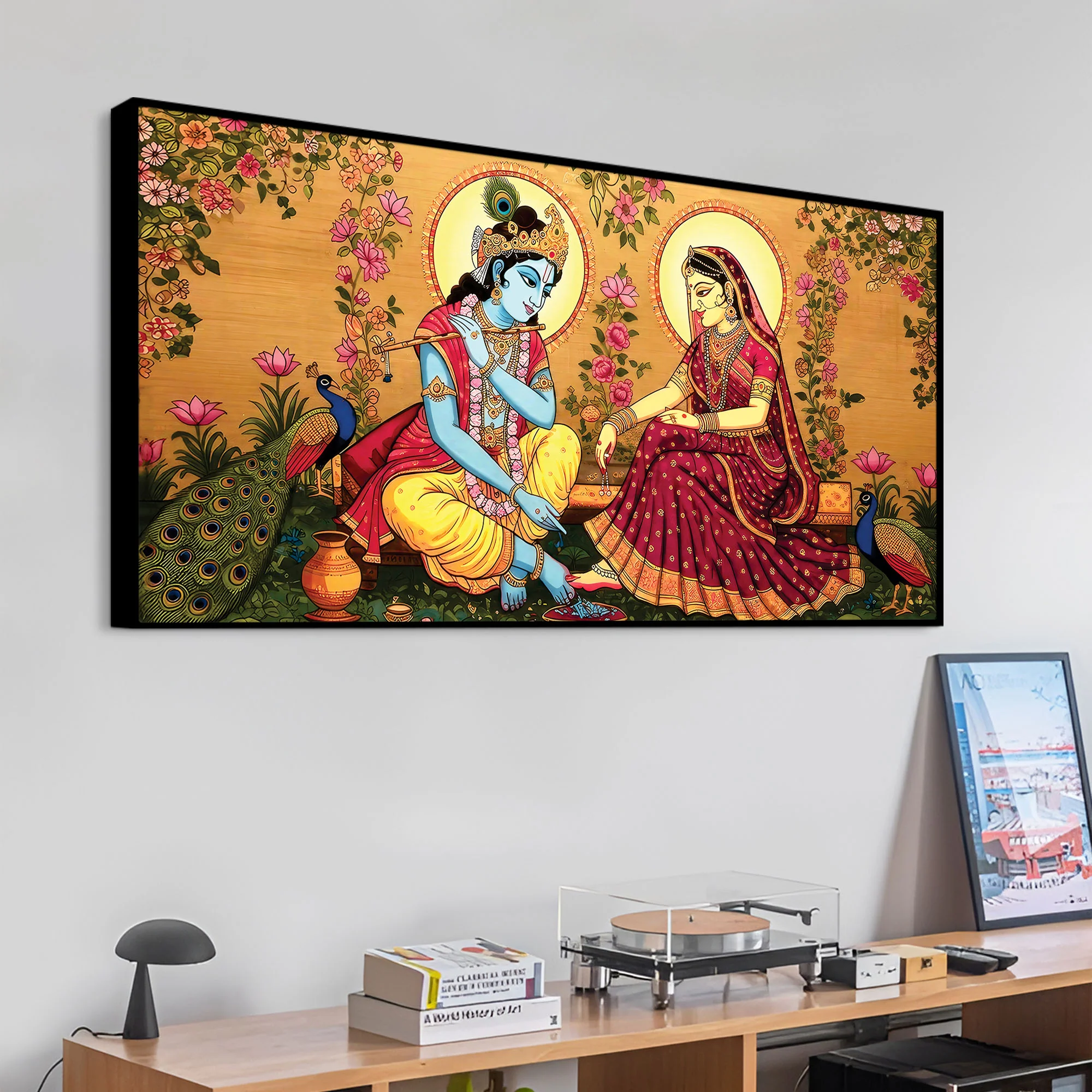 Divine Radha Krishna Religious Canvas Wall Painting - Image 4