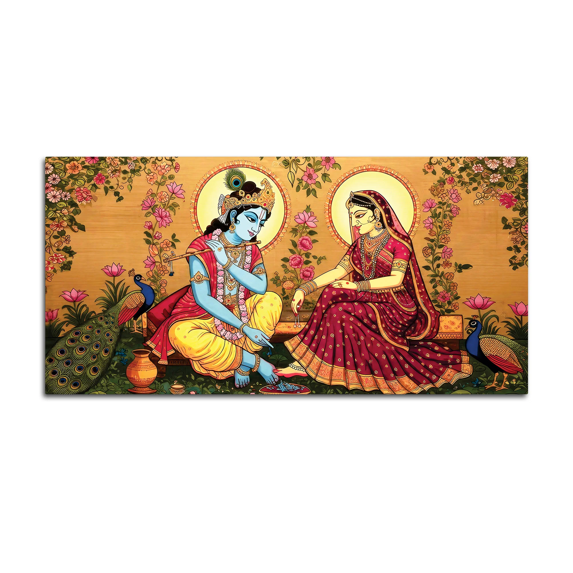 Divine Radha Krishna Religious Canvas Wall Painting - Image 7