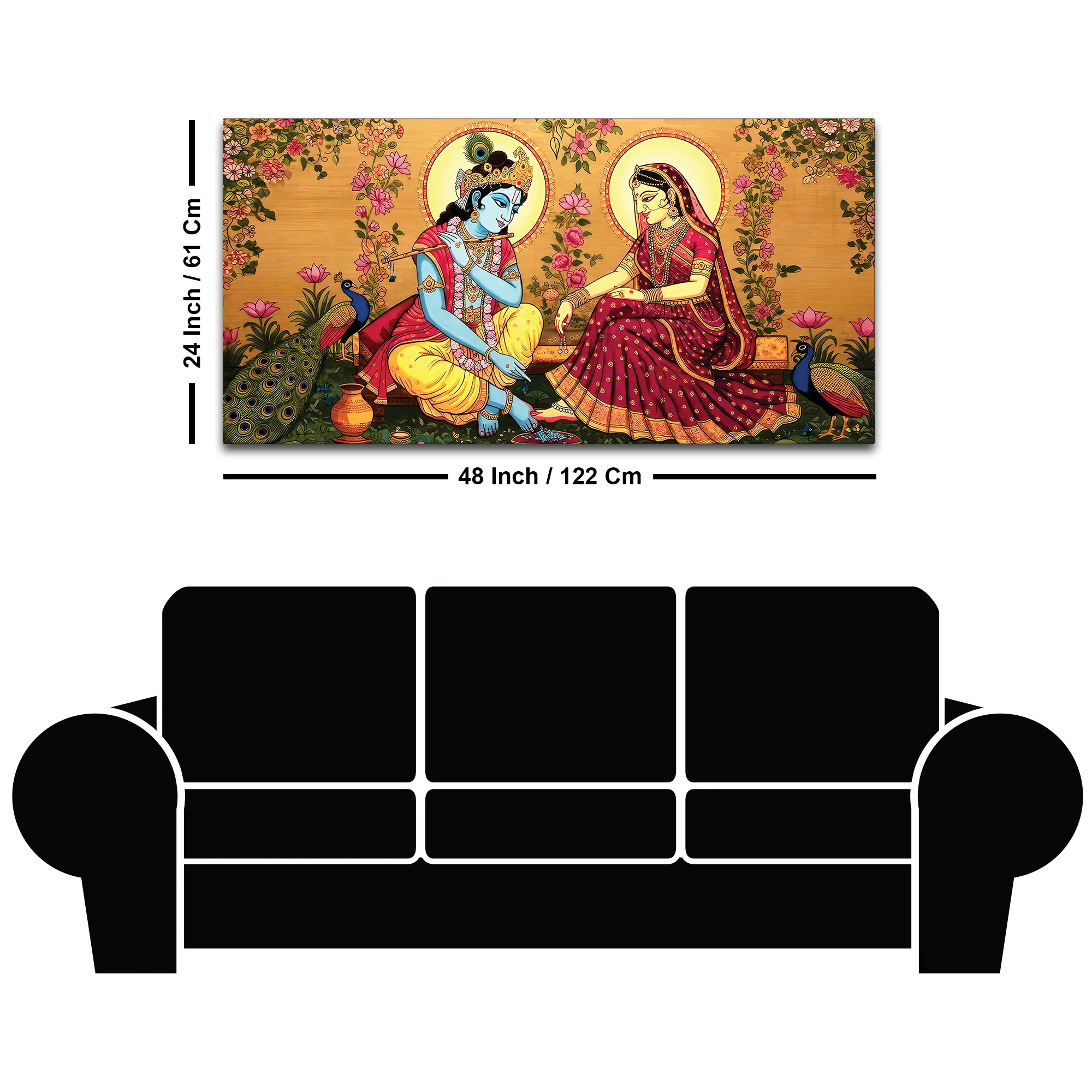 Divine Radha Krishna Religious Canvas Wall Painting - Image 8