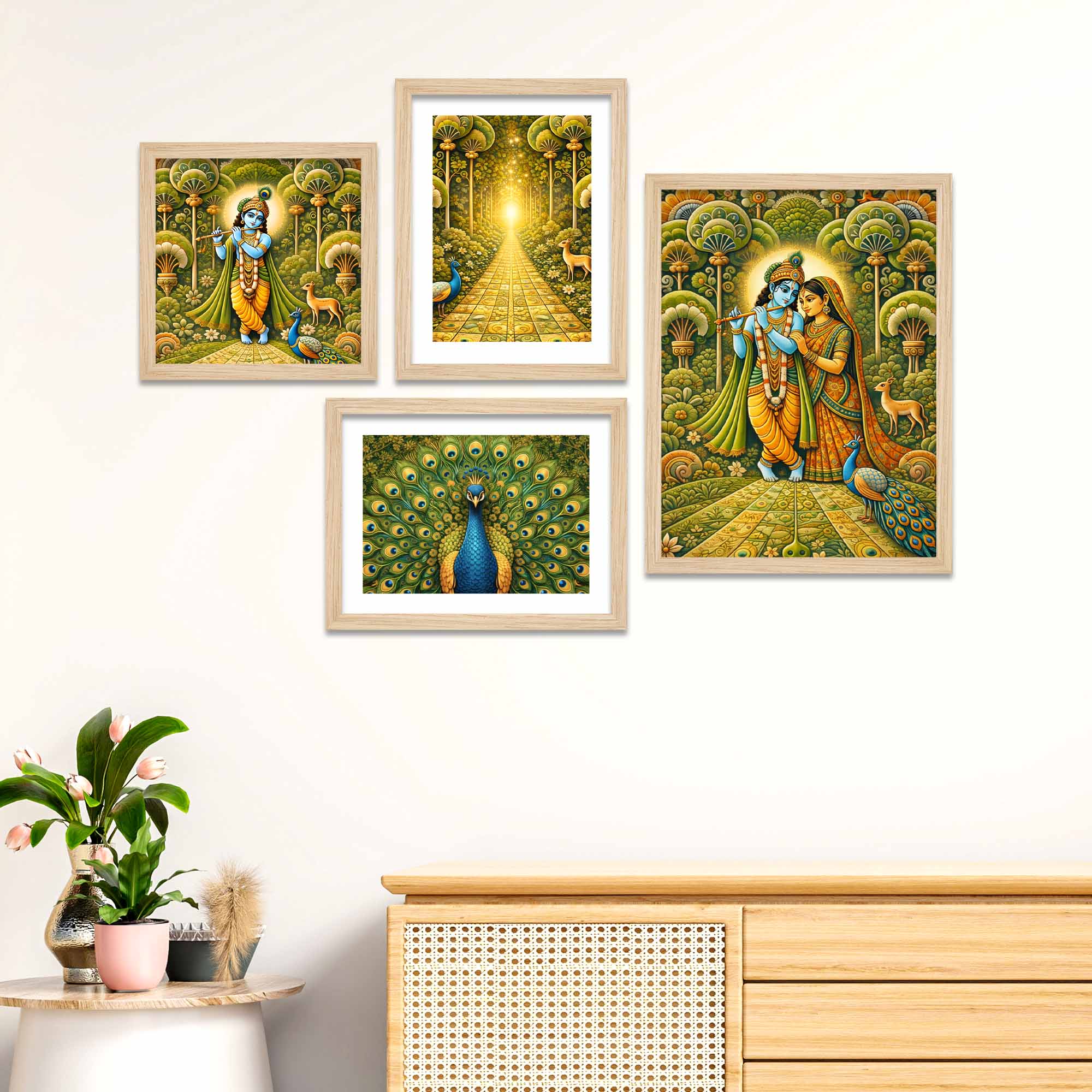 Divine Radha Krishna Wall Frame Set of Four for Home
