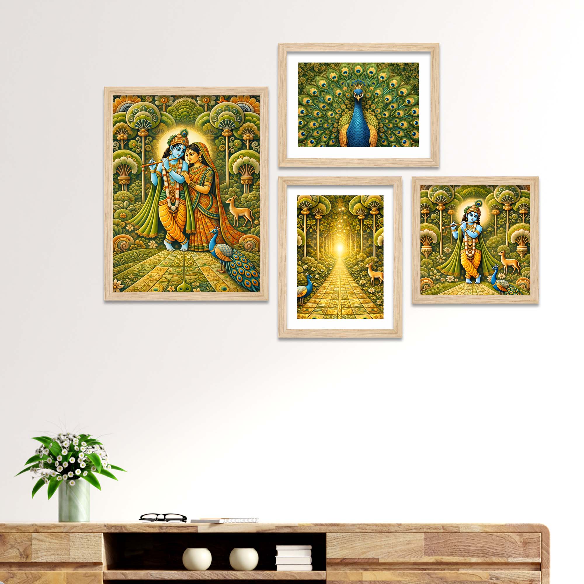 Divine Radha Krishna Wall Frame Set of Four for Home - Image 2