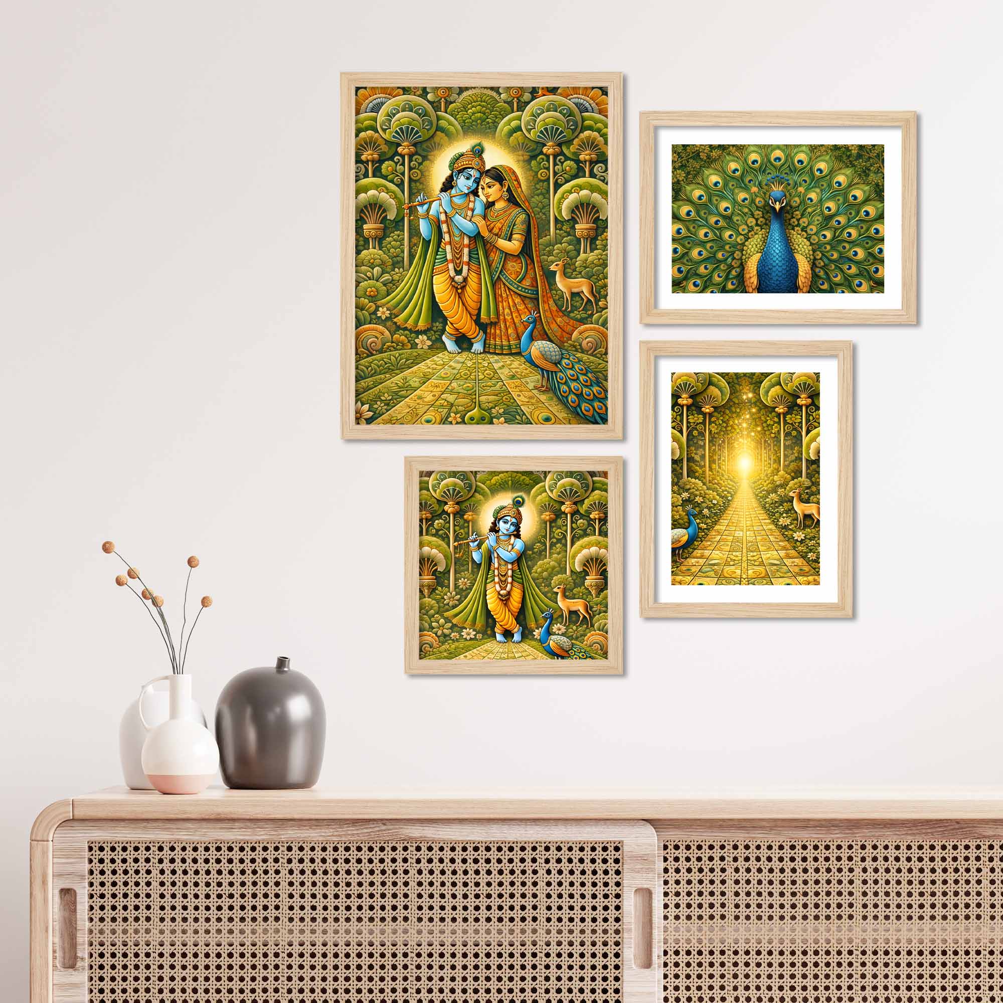 Divine Radha Krishna Wall Frame Set of Four for Home - Image 3