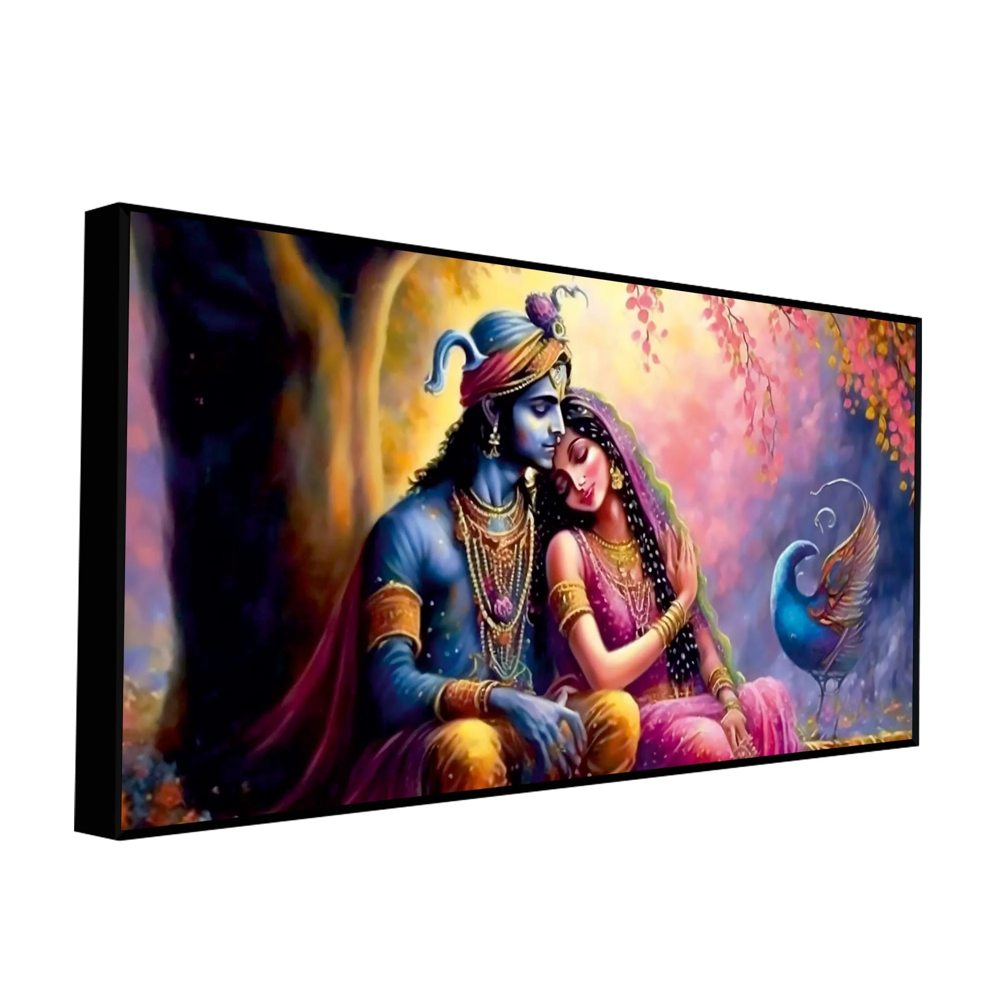 Divine Radha with Krishna Beautiful Canvas Wall Painting - Image 5