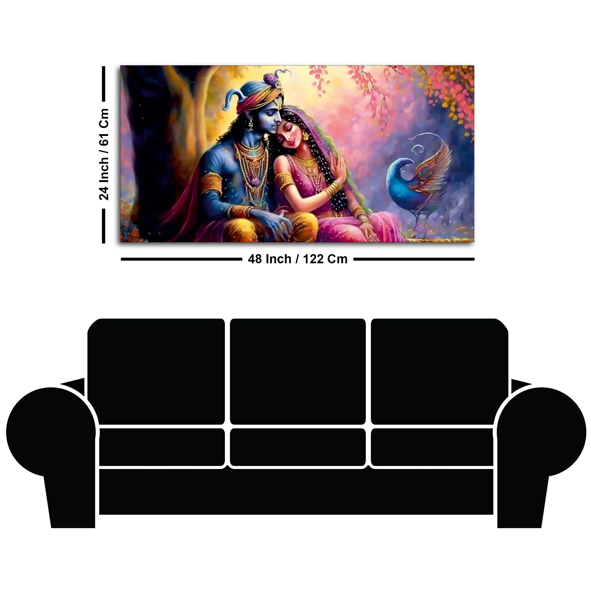 Divine Radha with Krishna Beautiful Canvas Wall Painting - Image 7