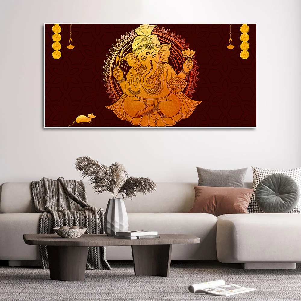 Divine Shree Ganesh Canvas Wall Painting - Image 3