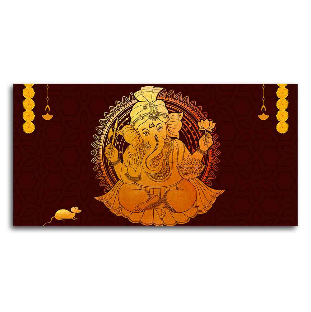 Divine Shree Ganesh Canvas Wall Painting - Image 4