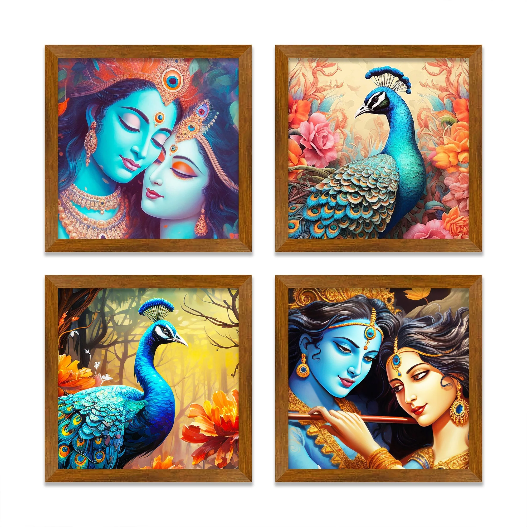Divine Shree Radha and Krishna Premium Art Wall Frame Set of Four - Image 3