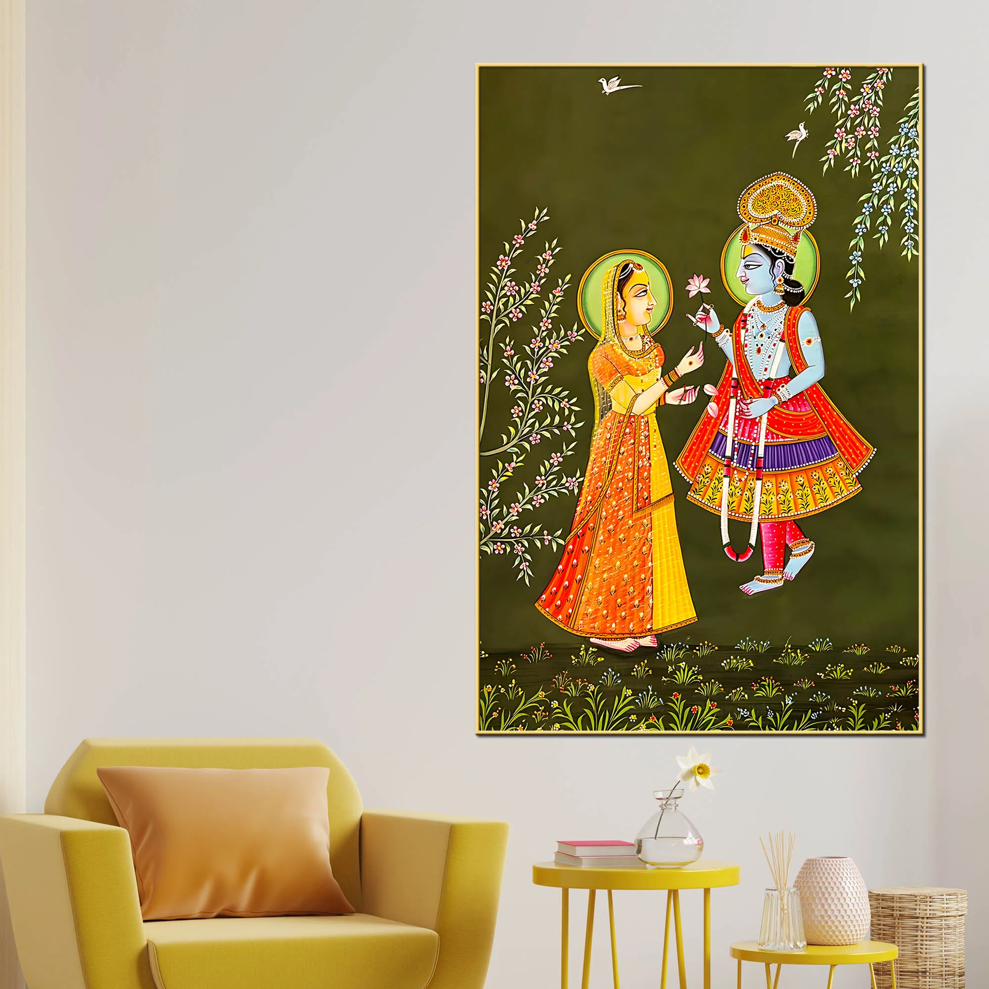 Divine Shree Radha Krishna Eternal Love Canvas Wall Painting