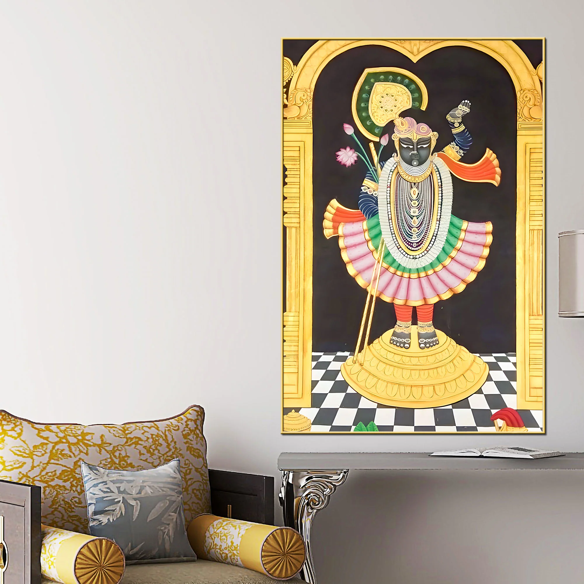 Divine Shreenathji Nathdwara Pichwai Canvas Wall Painting - Image 2