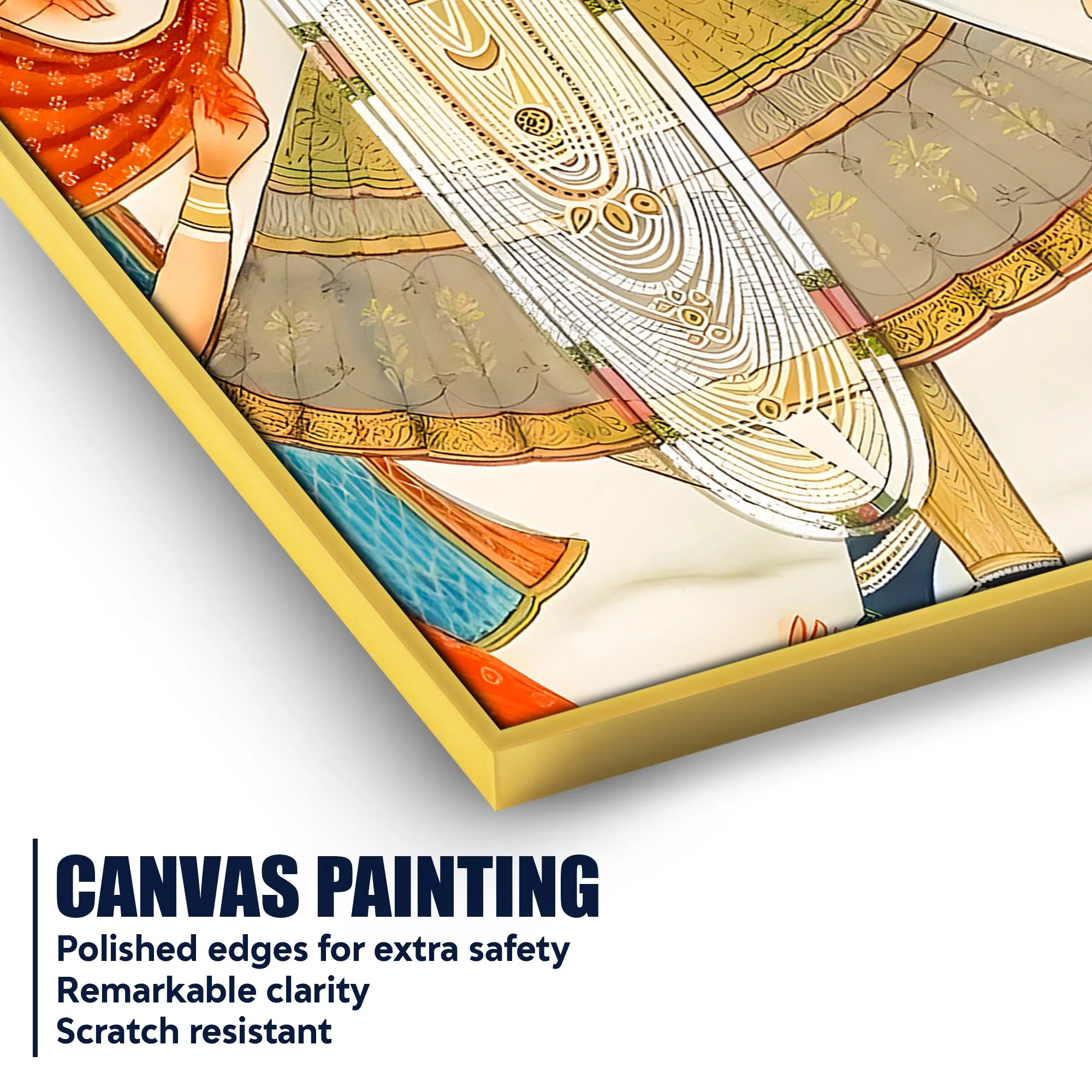 Divine Shreenathji Playing Flute Pichwai Style Canvas Wall Painting - Image 4