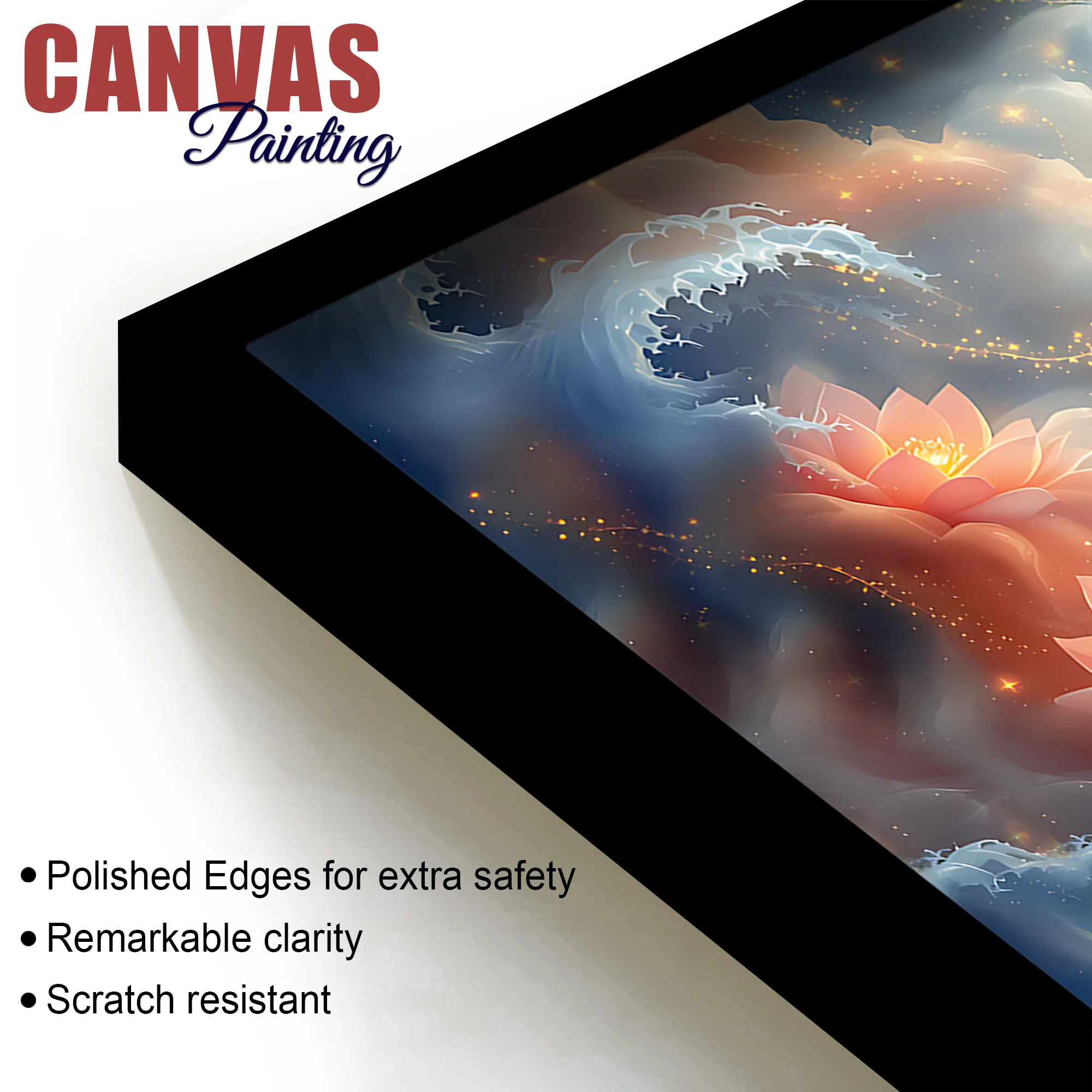 Divine Shri Ganesha in Celestial Clouds & Pink Lotus Marvellous Canvas Wall Painting for Home & Office Decor – Modern Devotional Wall Art - Image 6