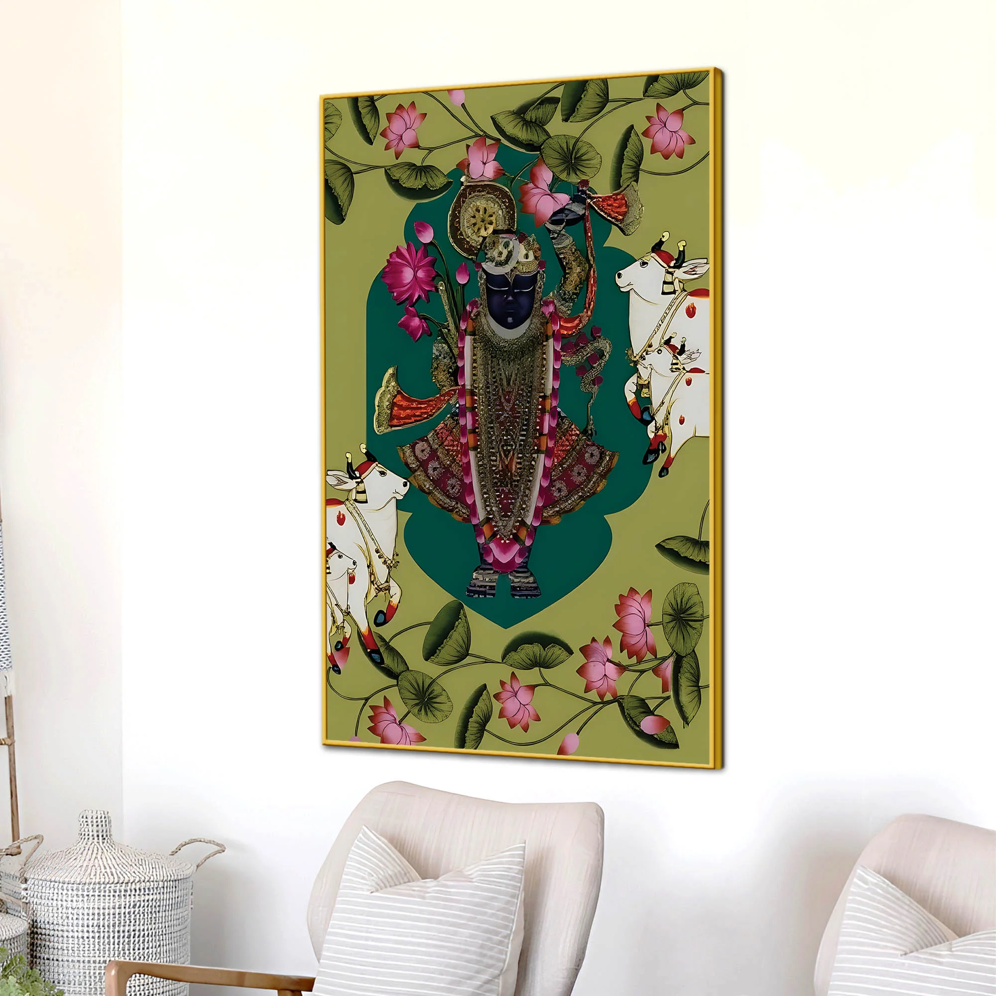 Divine Shrinathji Canvas Painting | Premium Pichwai Wall Decor & Gift - Image 3