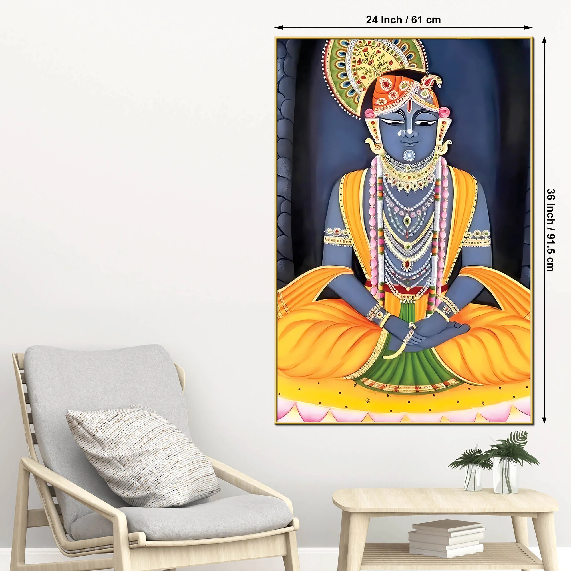 Divine Shrinathji Inspired Canvas Wall Art | Traditional Pichwai Painting - Image 5