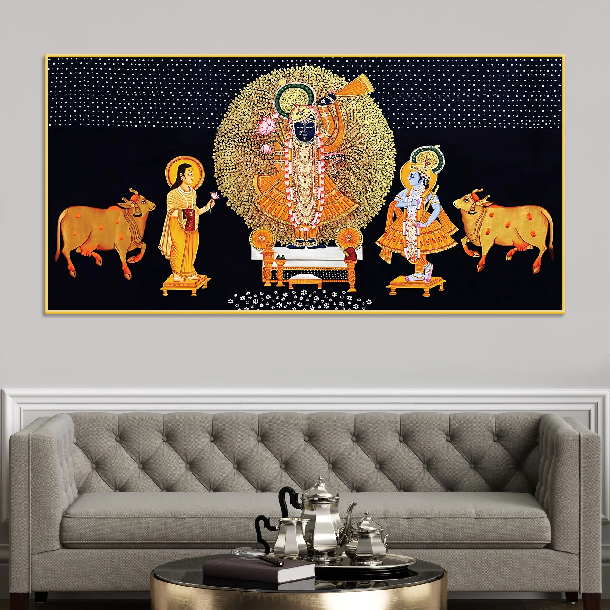 Divine Shrinathji Pichwai Art Canvas wall Painting - Image 2