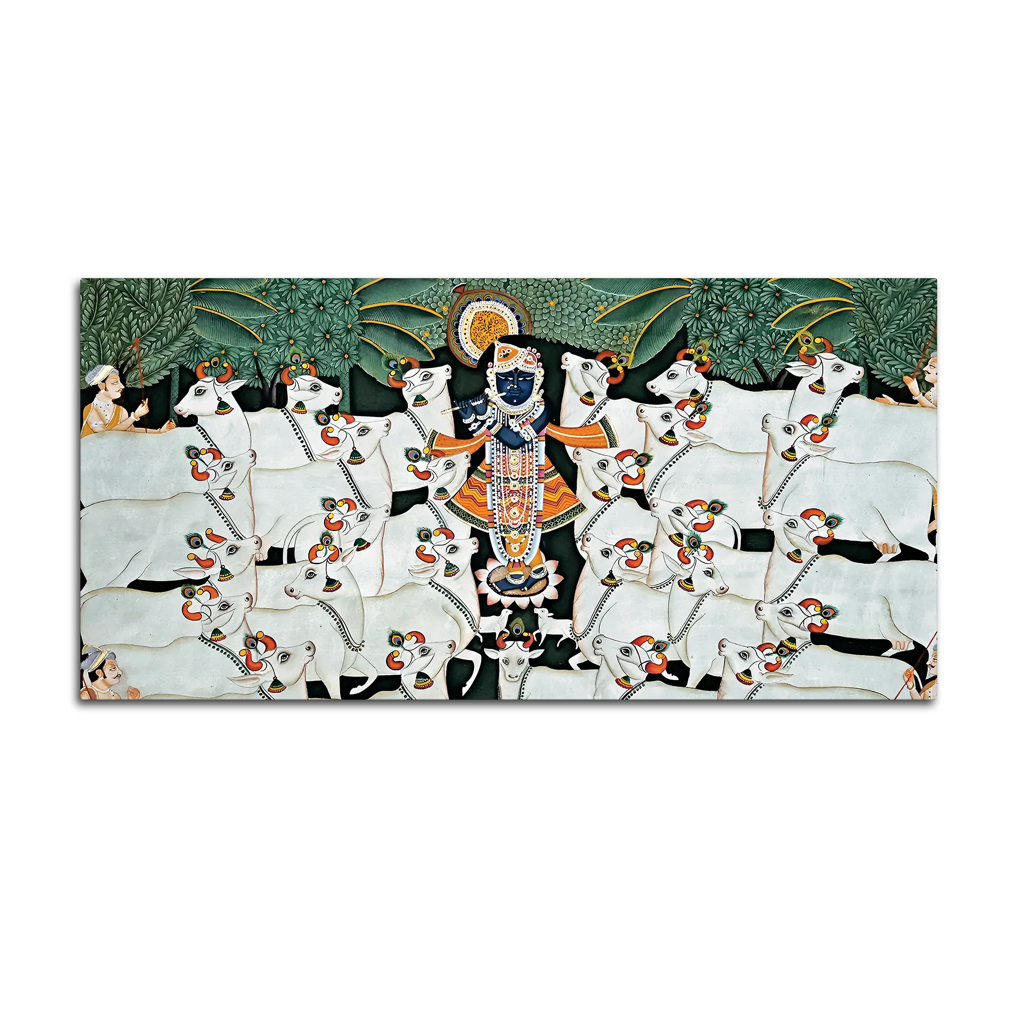 Divine Shrinathji with Cows Traditional Pichwai Painting - Image 7
