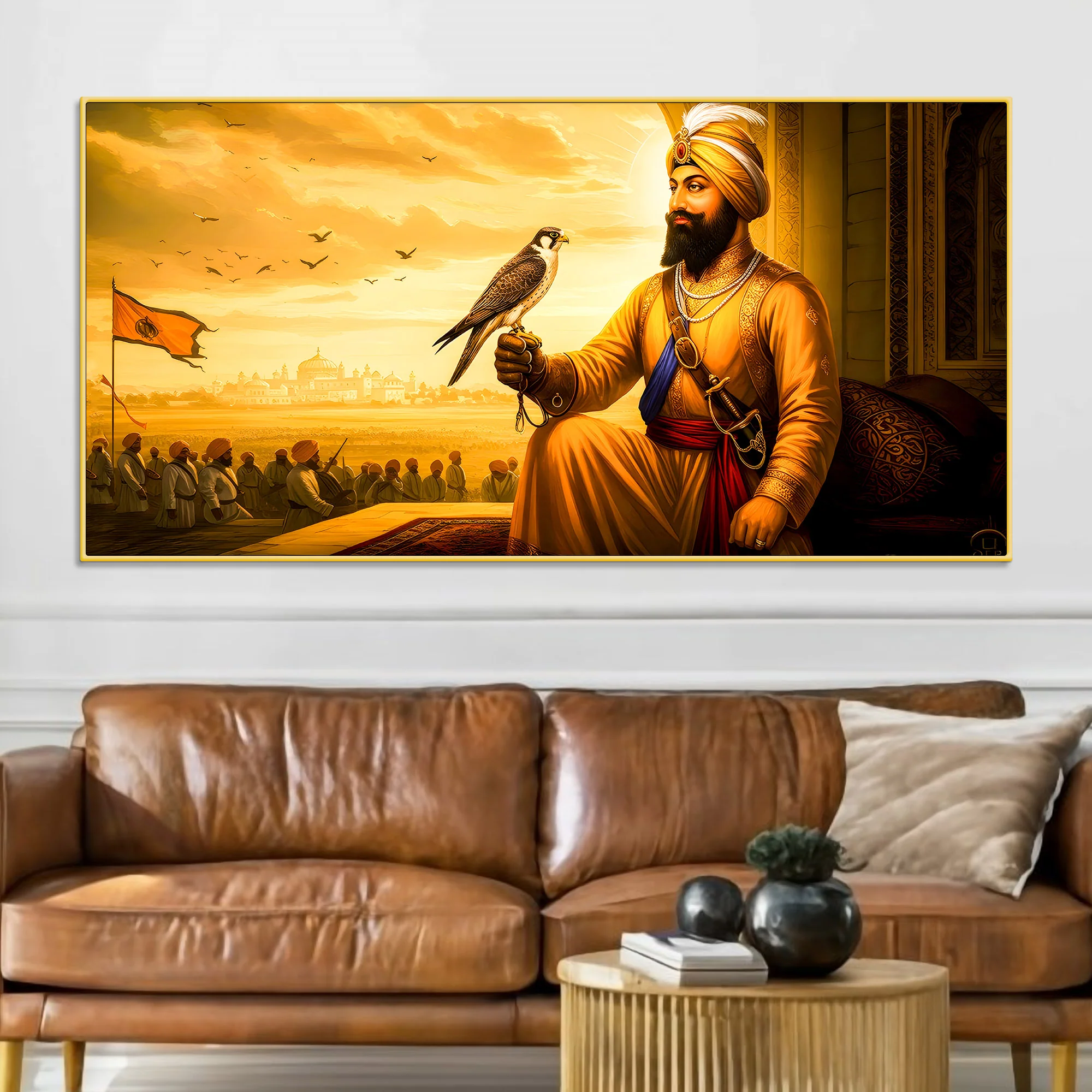 Divine Sikh Guru Ji Wall Painting with Religious Symbol - Image 2