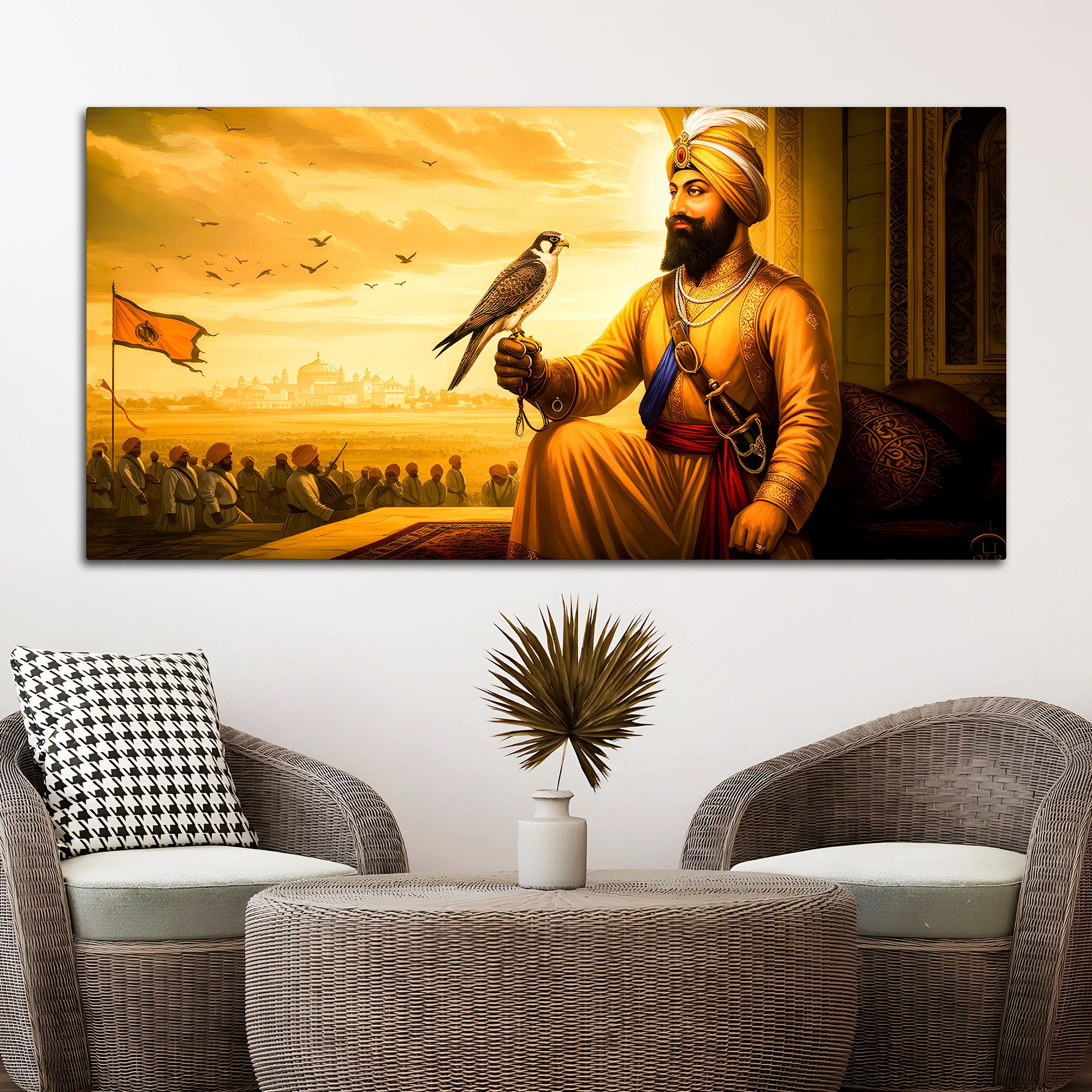 Divine Sikh Guru Ji Wall Painting with Religious Symbol - Image 3