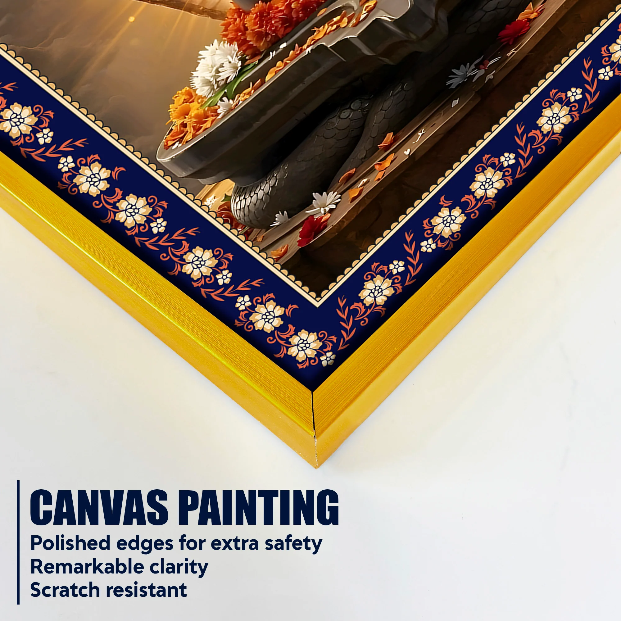 Divinity of the Shivling Floral Border Vertical Wall Painting - Image 5