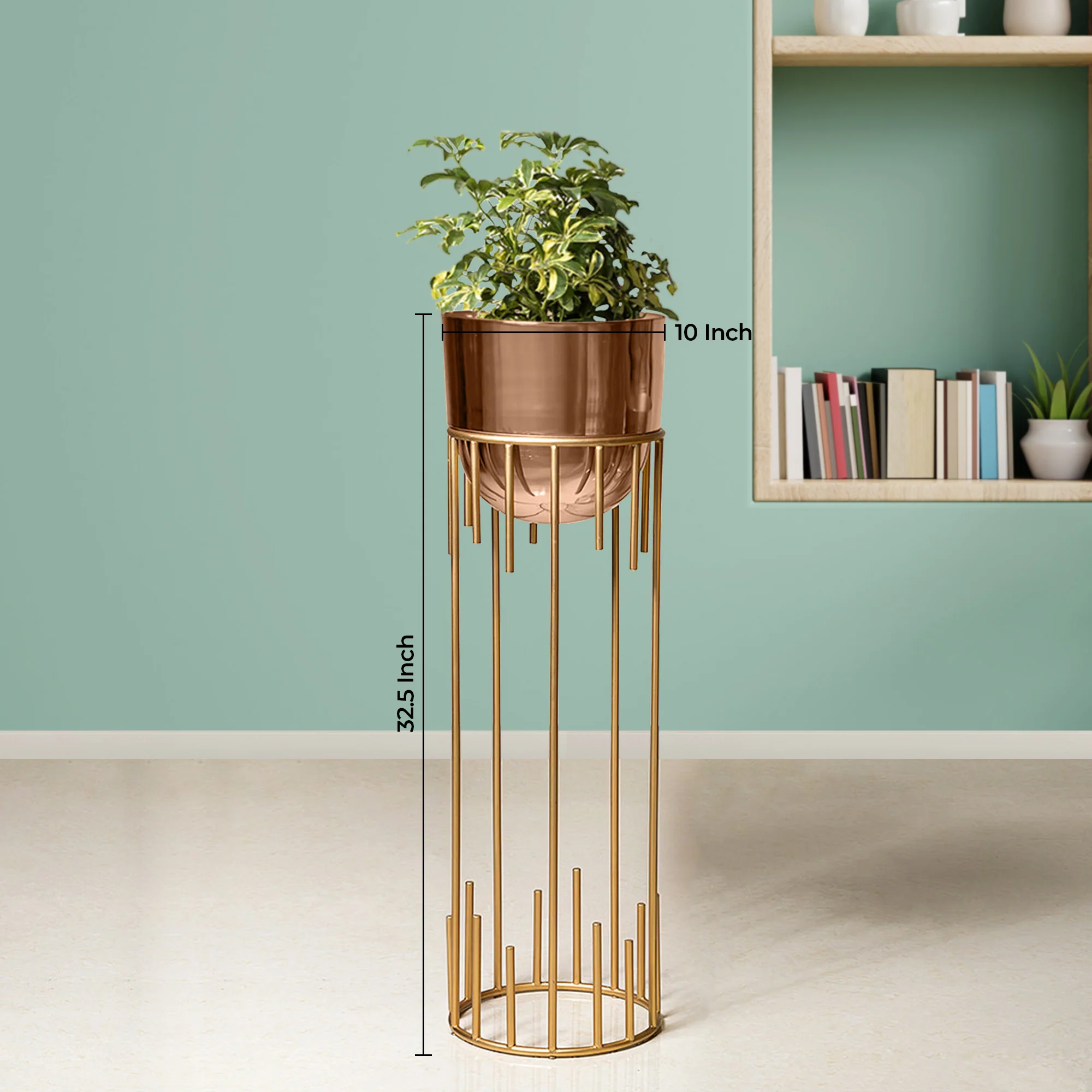 Dripping Luxury Metal Gold Stand & Ross Gold Pot - Large Size Planter - Image 3