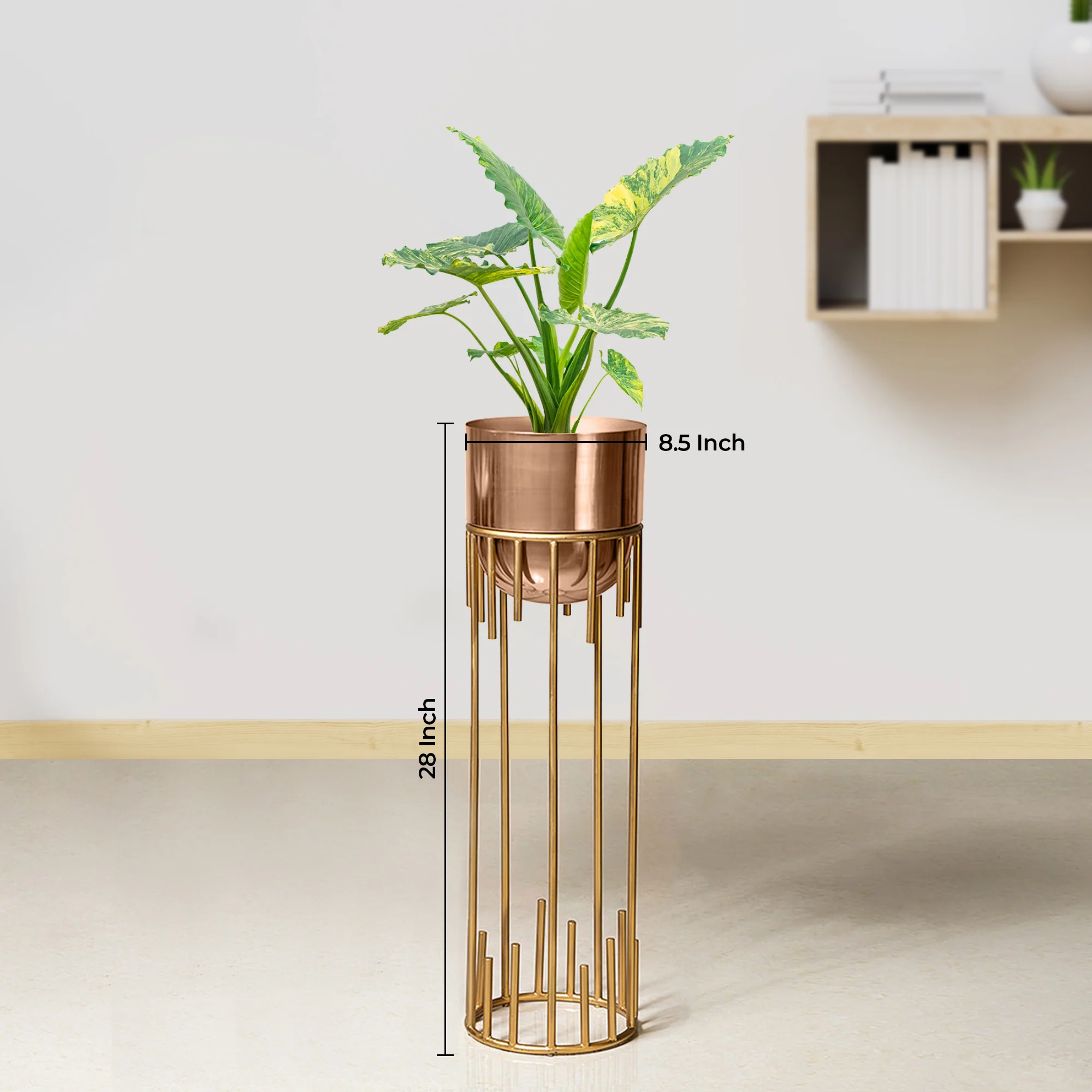 Dripping Luxury Metal Gold Stand & Ross Gold Pot - Medium Size Planter - Image 3
