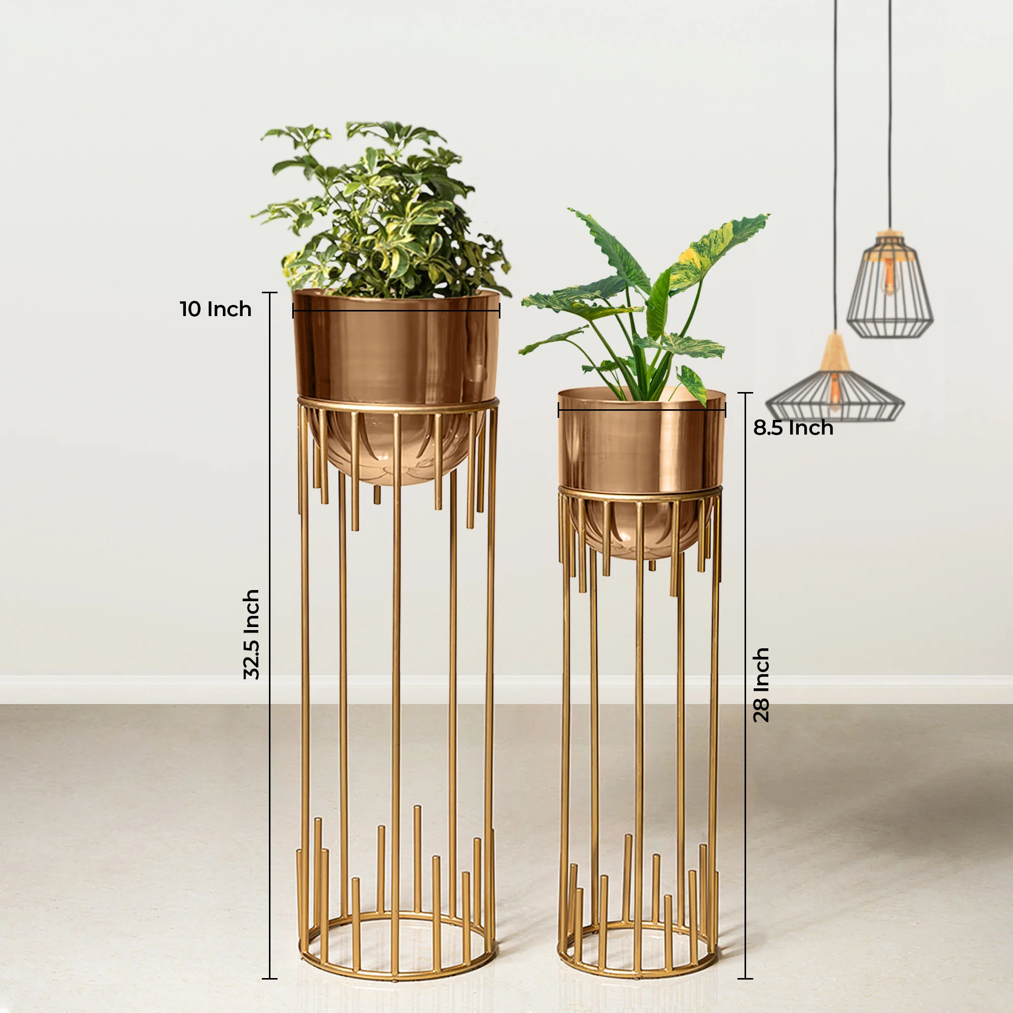 Dripping Luxury Metal Golden Finish Planters Set of 2 - Image 3