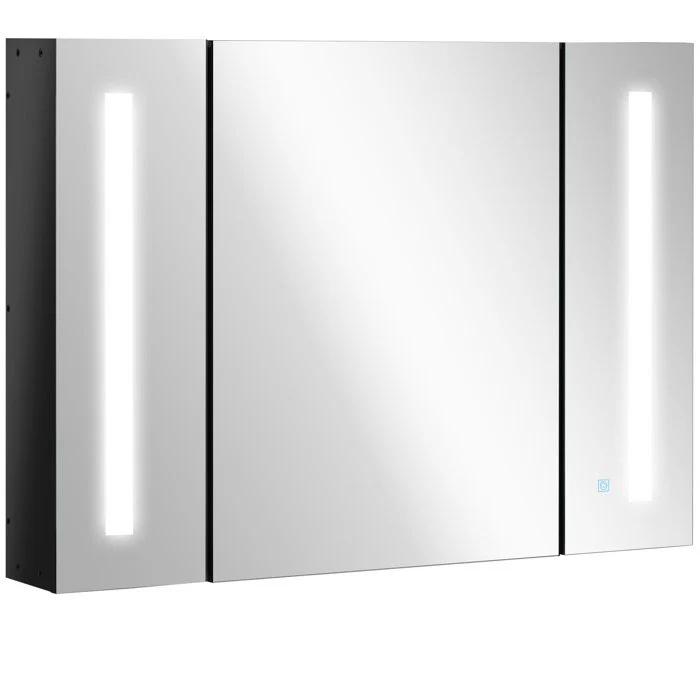 Dual LED Strip With Three Door Bathroom Mirror Cabinet - Image 2