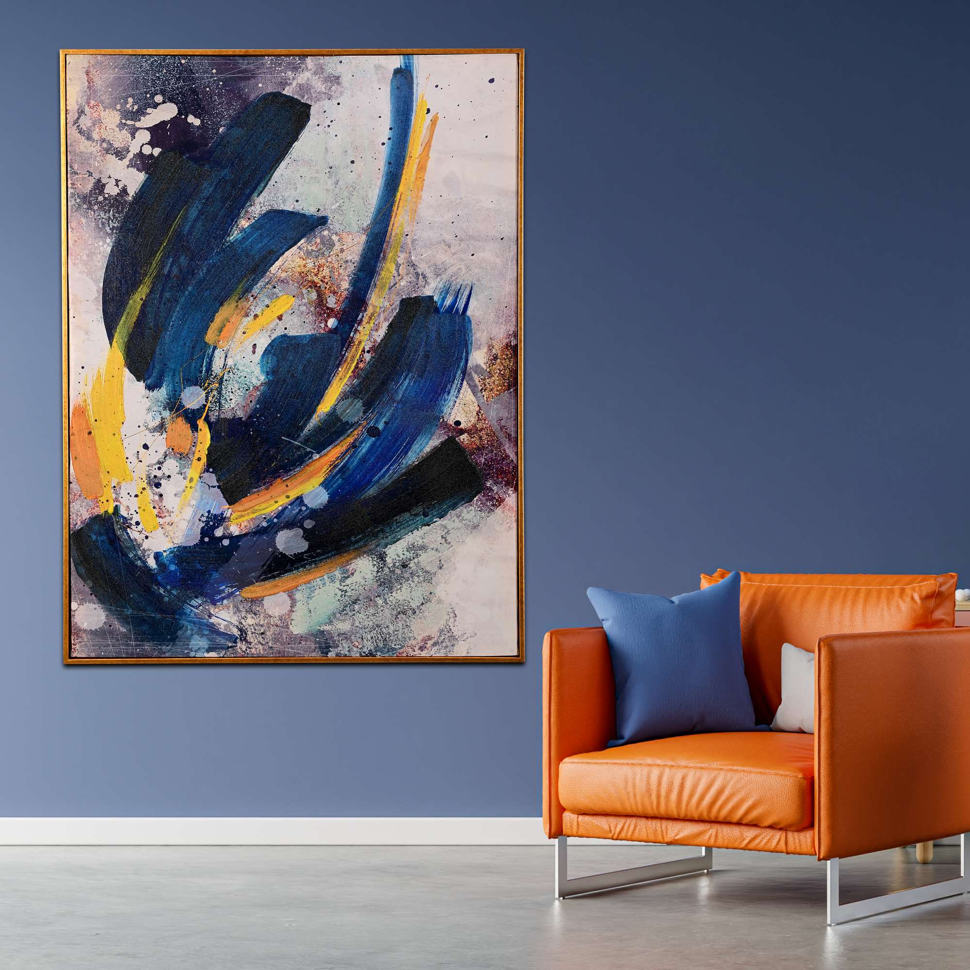 Eclipse of Ember Abstract Hand Painted Wall Painting with Floating Frame - Image 2