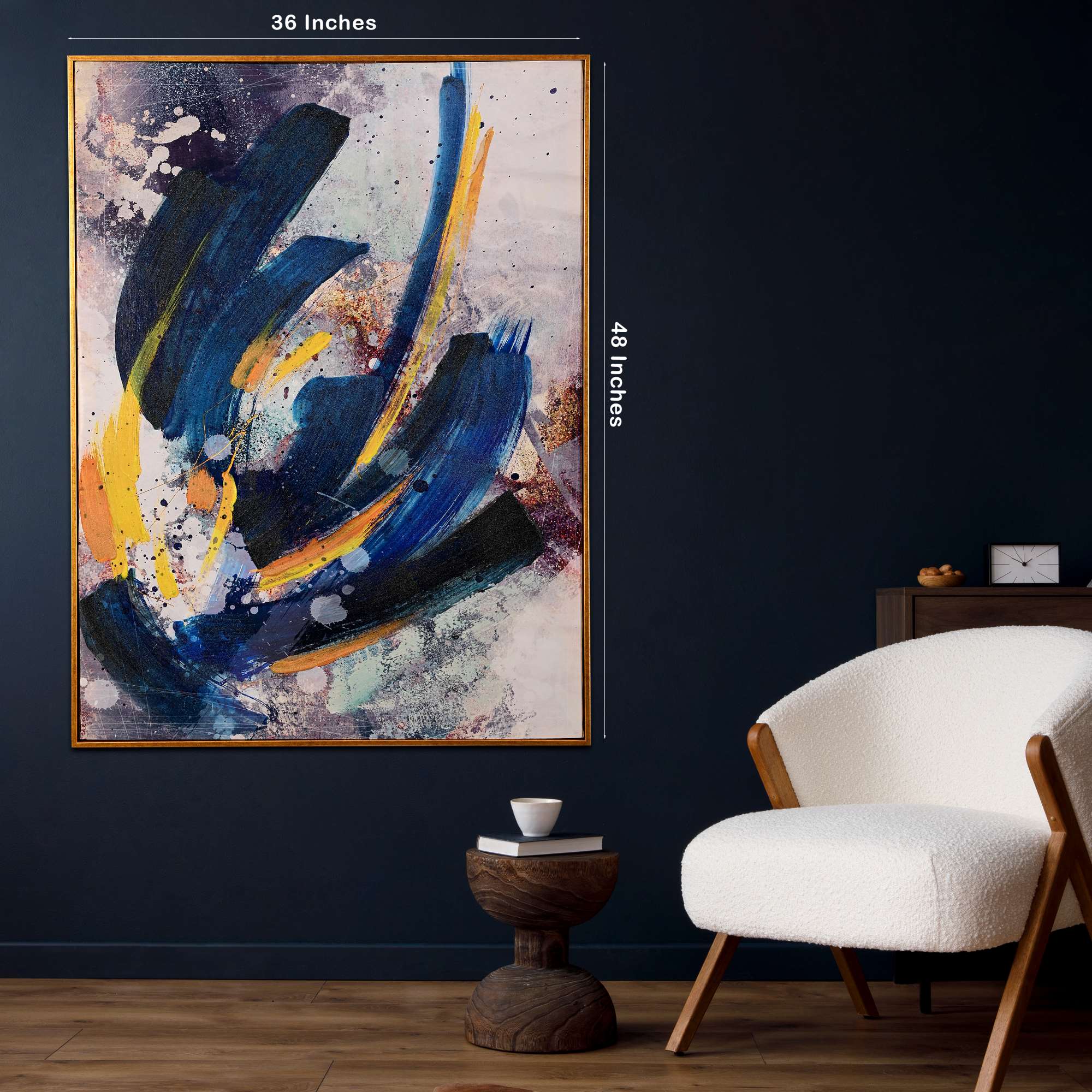 Eclipse of Ember Abstract Hand Painted Wall Painting with Floating Frame - Image 5