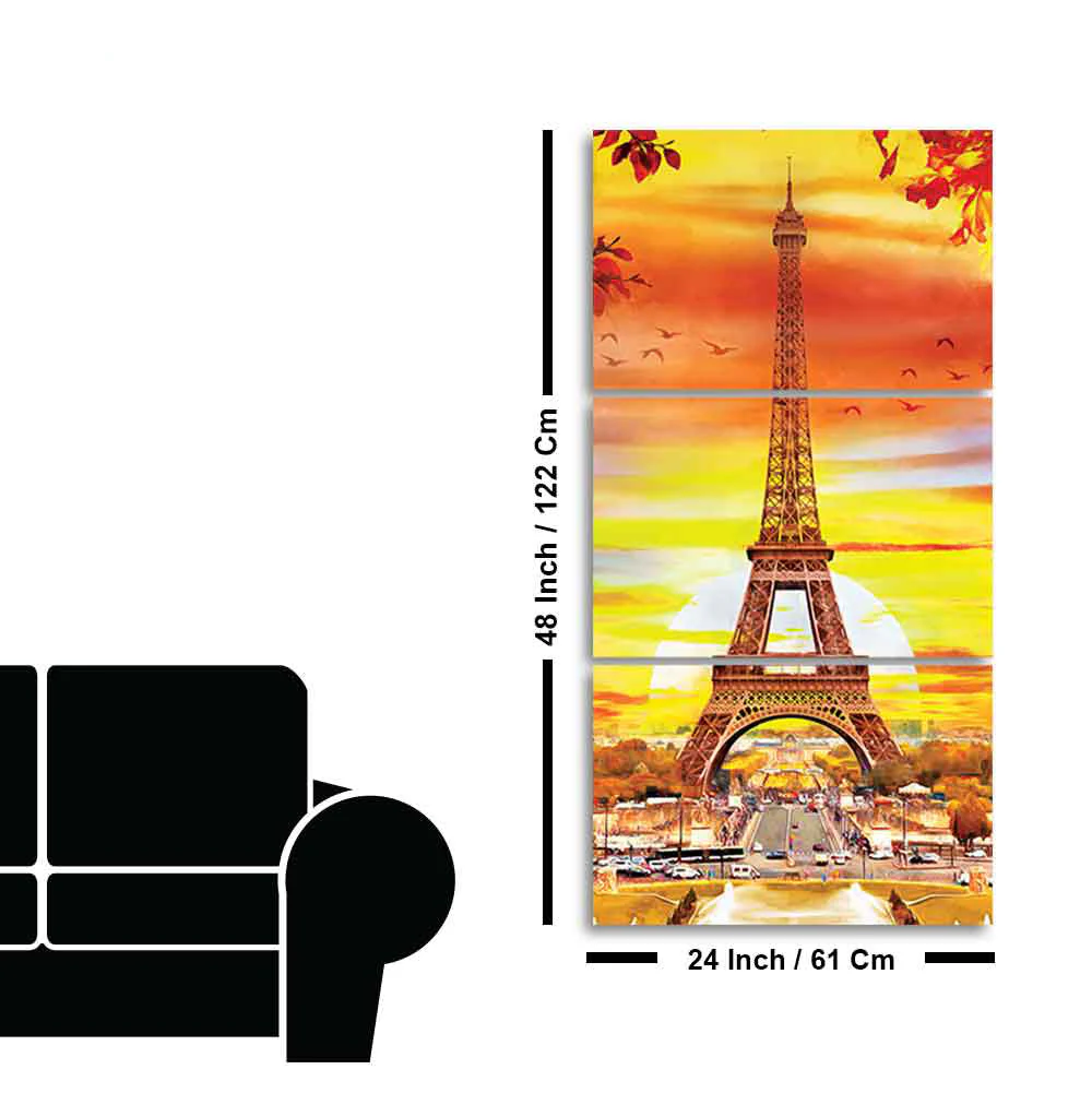 Eiffel Tower in Paris Wall Painting of 3 Pieces - Image 6