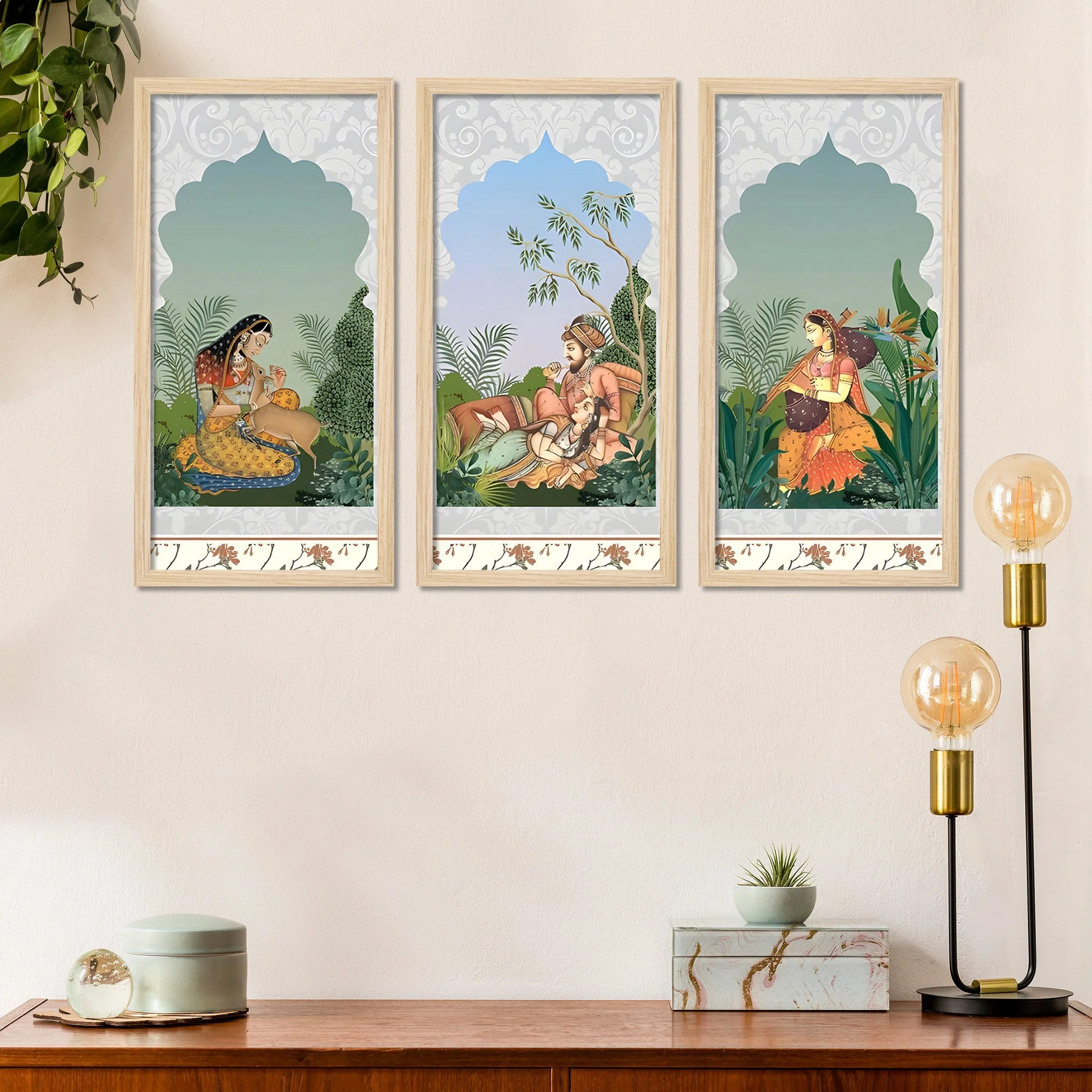 Elegance of the East Royal Mural Art Wall Frame Set of Three - Image 3