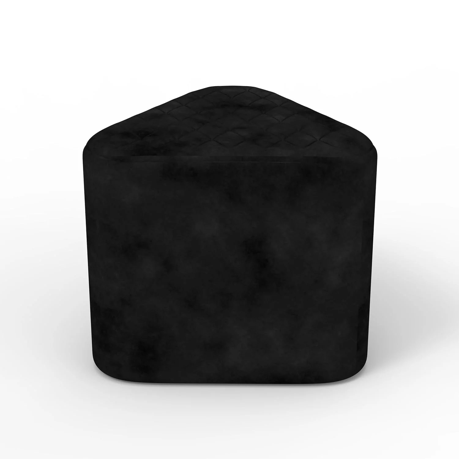 Elegant Black Ottoman Pouffe with Diamond-Stitch Top - Image 3