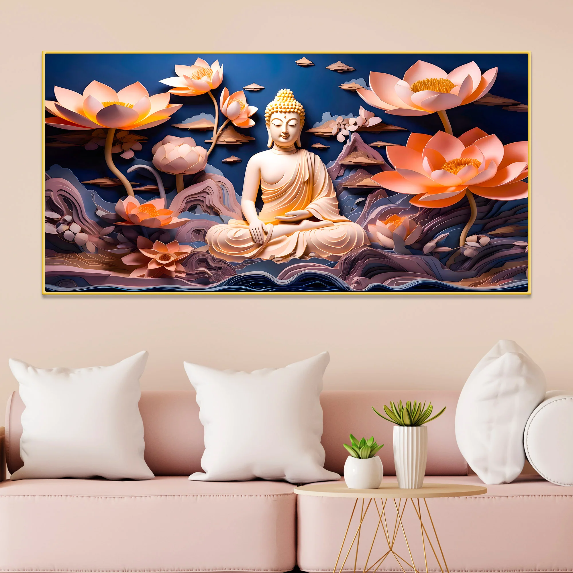 Elegant Buddha Canvas Wall Painting for Luxury Home Styling - Image 2