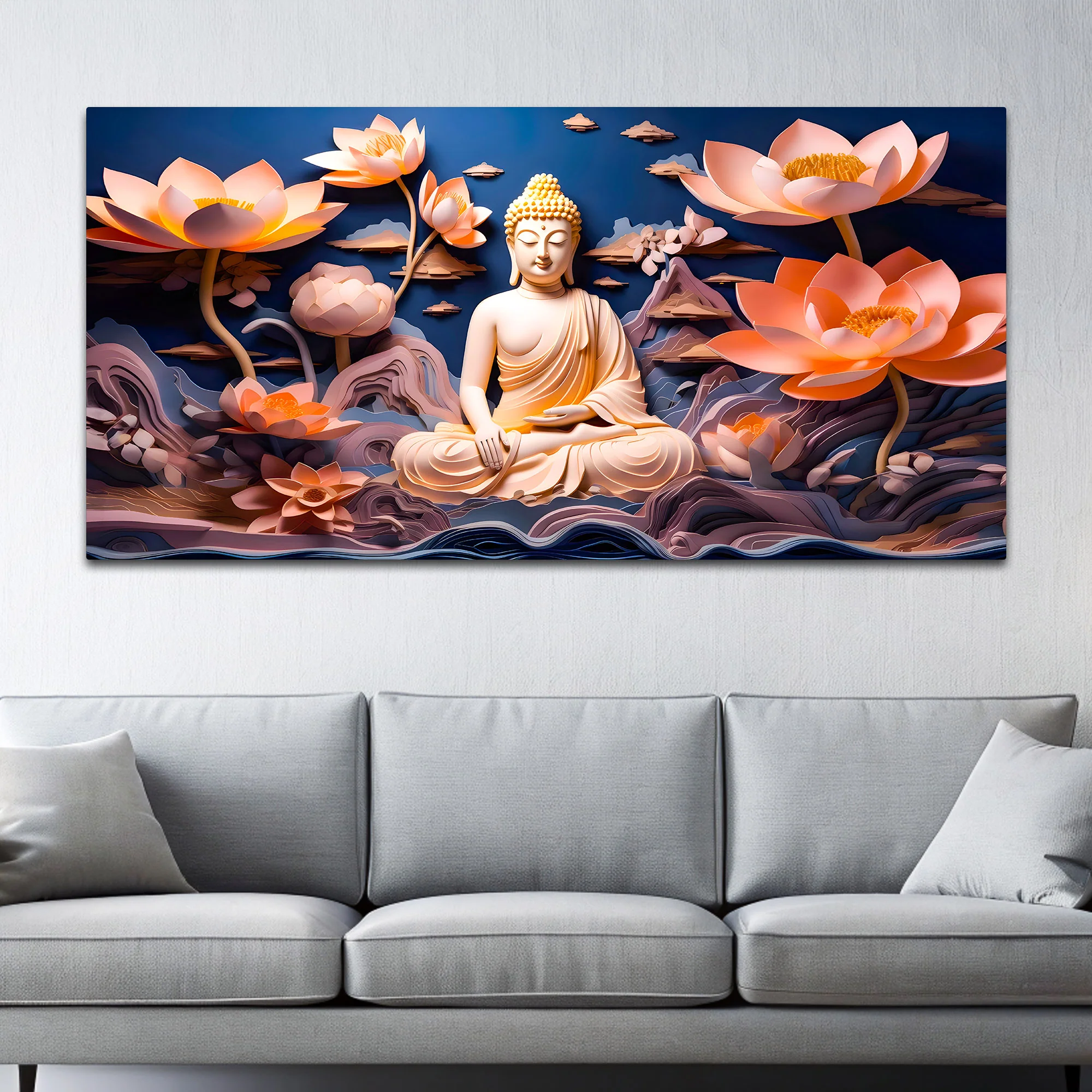 Elegant Buddha Canvas Wall Painting for Luxury Home Styling - Image 3